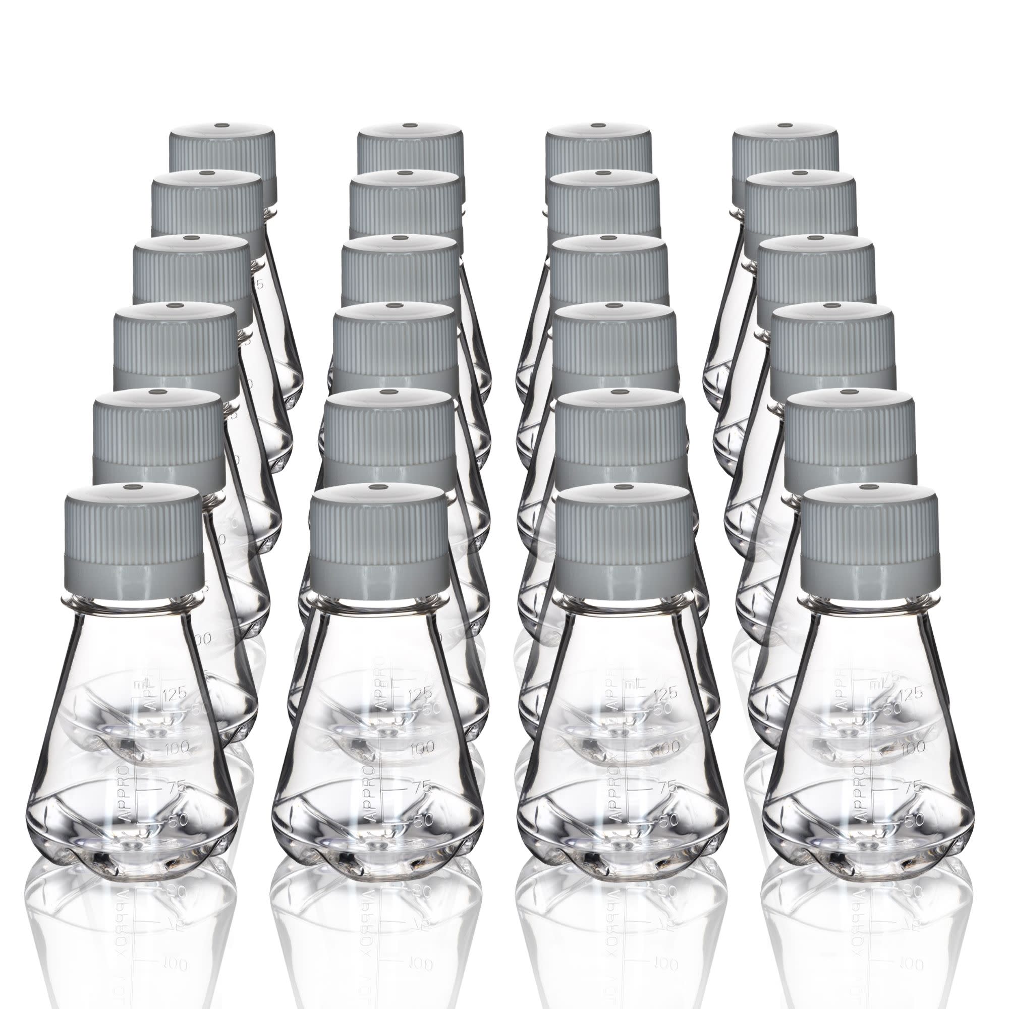 Sterile PETG Erlenmeyer Flask with Baffled Bottom, 125mL