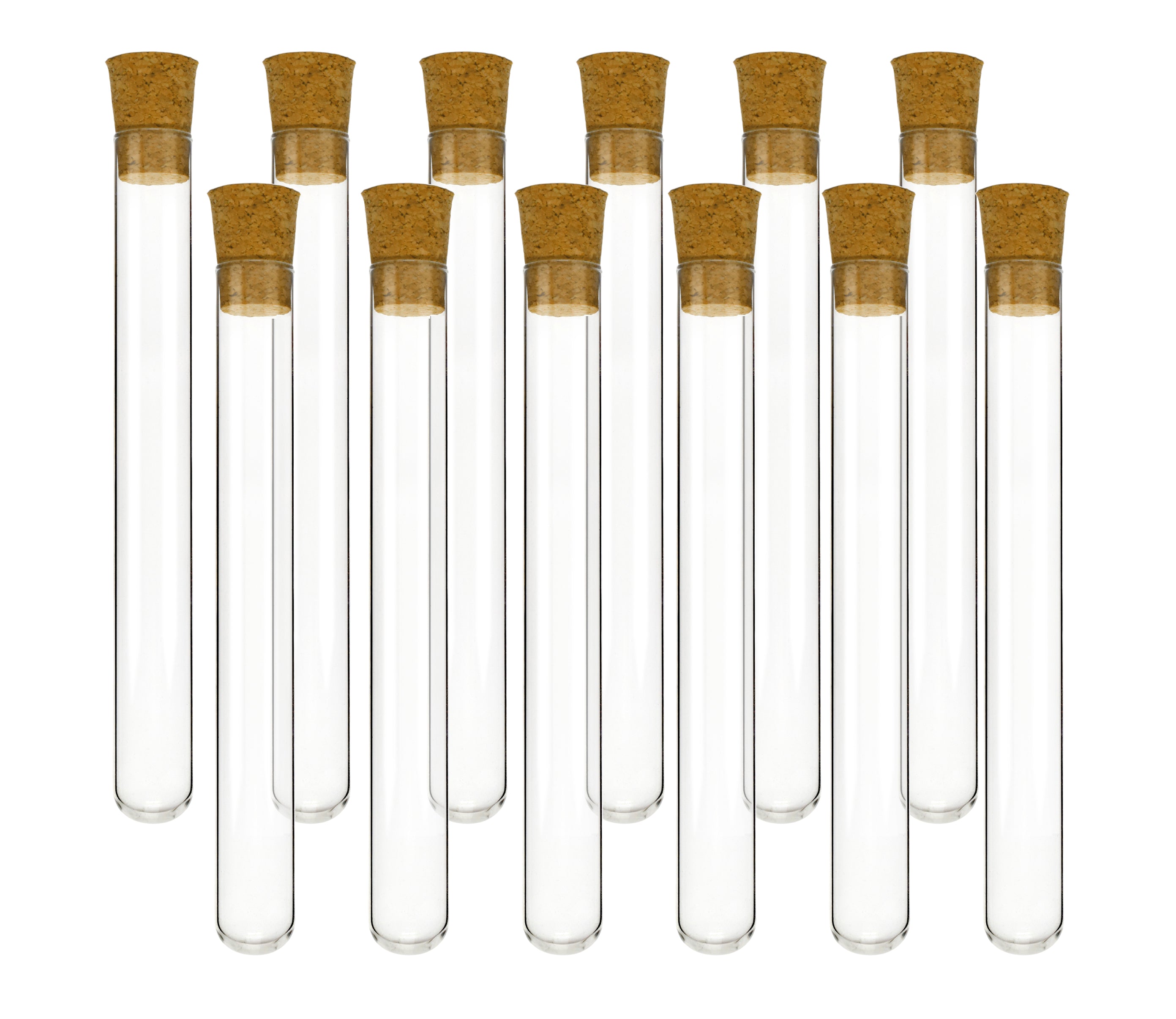 12-Pack Glass Test Tubes with Natural Cork Stoppers, 25mL, 18 x 150mm, Borosilicate Glass