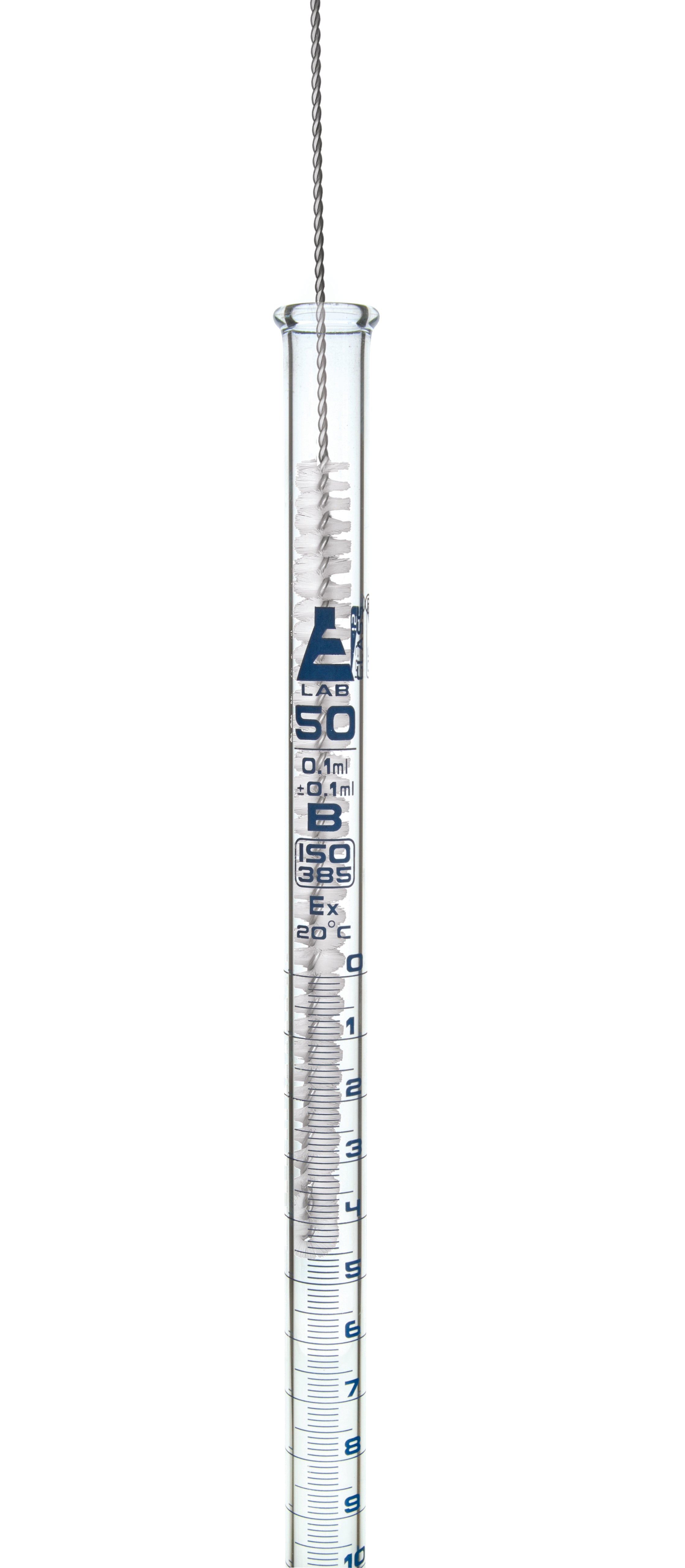 3-Piece Lab Burette Starter Set with 50mL PTFE Burette, Funnel and Brush, Borosilicate Glass