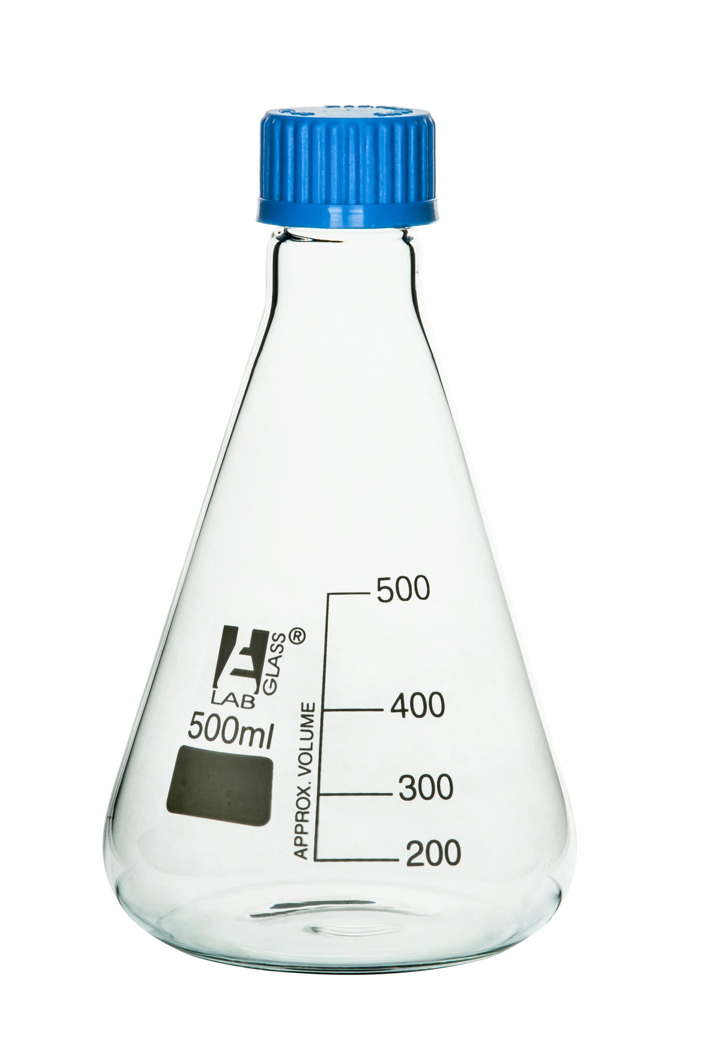 Conical Borosilicate Glass Erlenmeyer Flask with Screw Cap