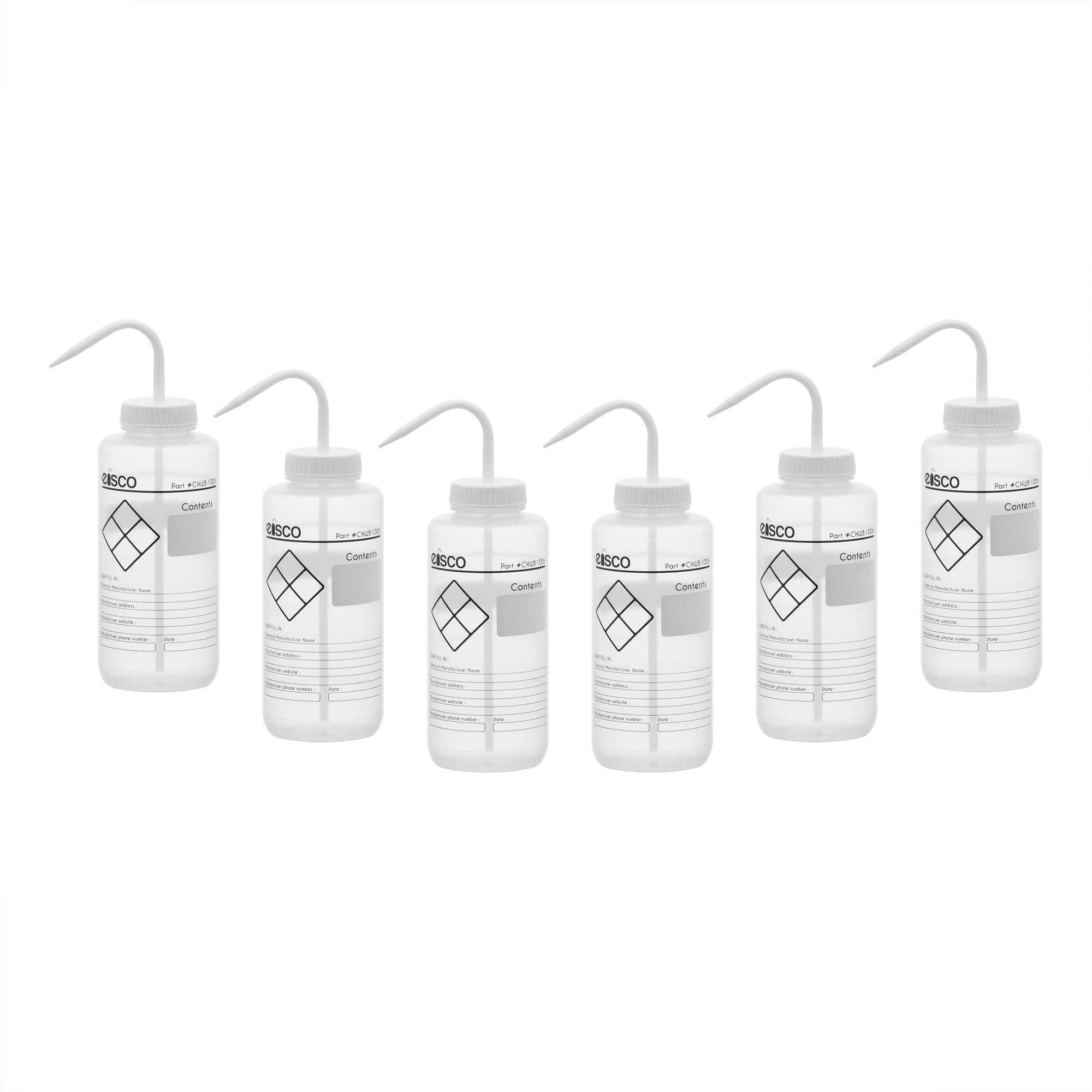 Chemical Wash Bottle, LDPE, Wide Mouth, Blank Labels, 1000mL