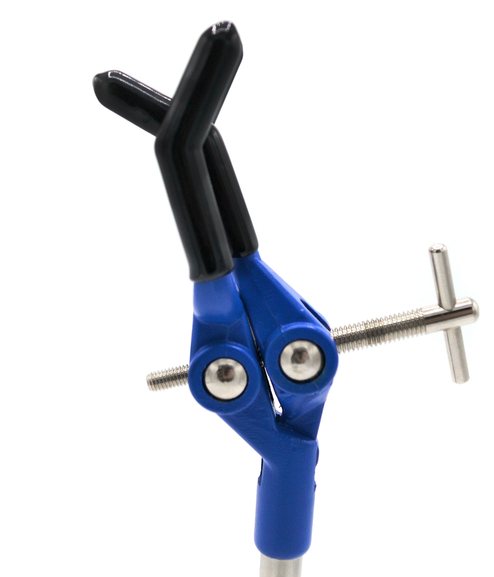 3-Finger Vinyl-Coated Extension Clamp with 2" Fingers on Swivel Boss Head