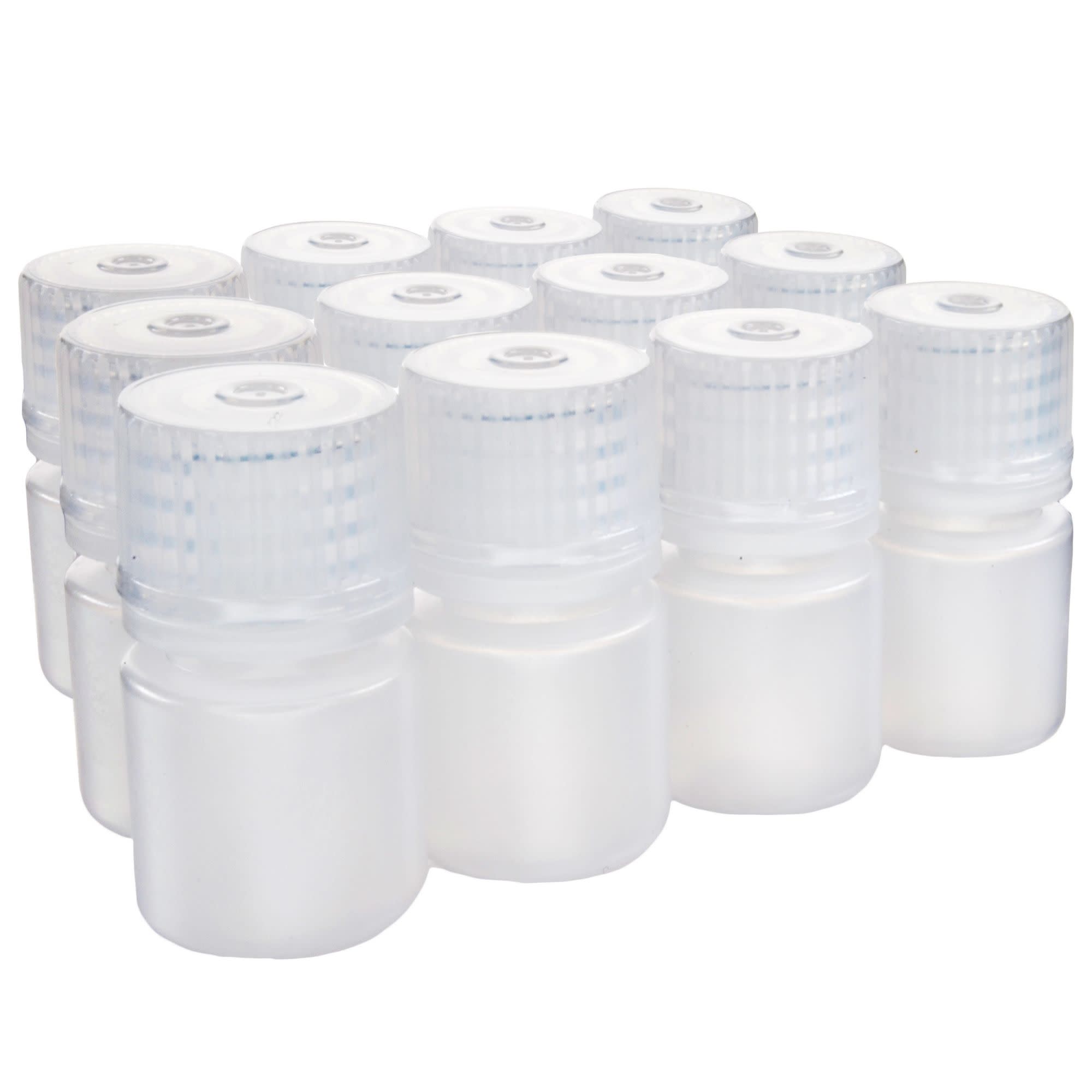 12-Pack Translucent Narrow Mouth LDPE Reagent Bottles with PP Caps, 8mL, -100 to 80°C