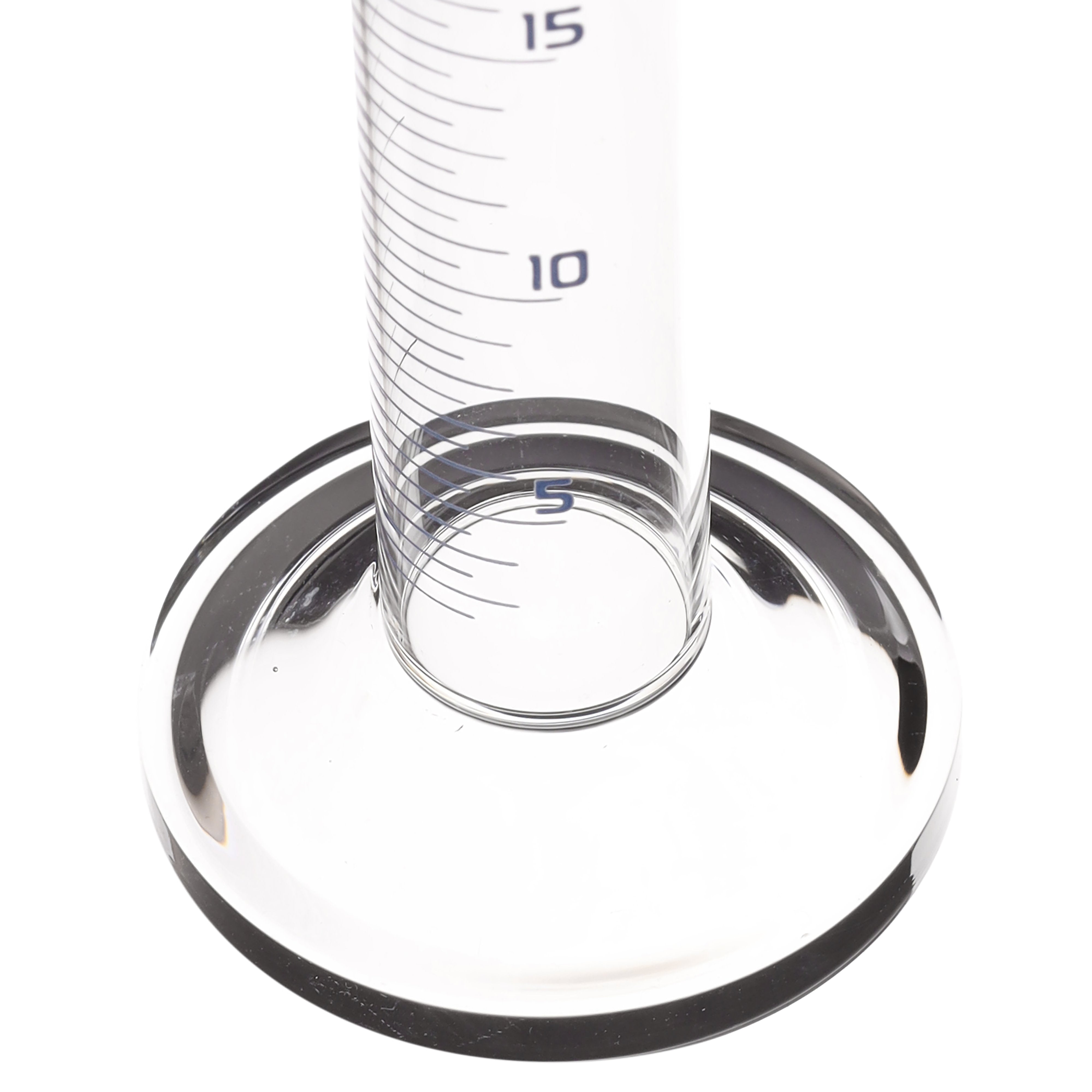 Class B Graduated Cylinder with Round Base, 25mL, Blue Graduations, Borosilicate Glass
