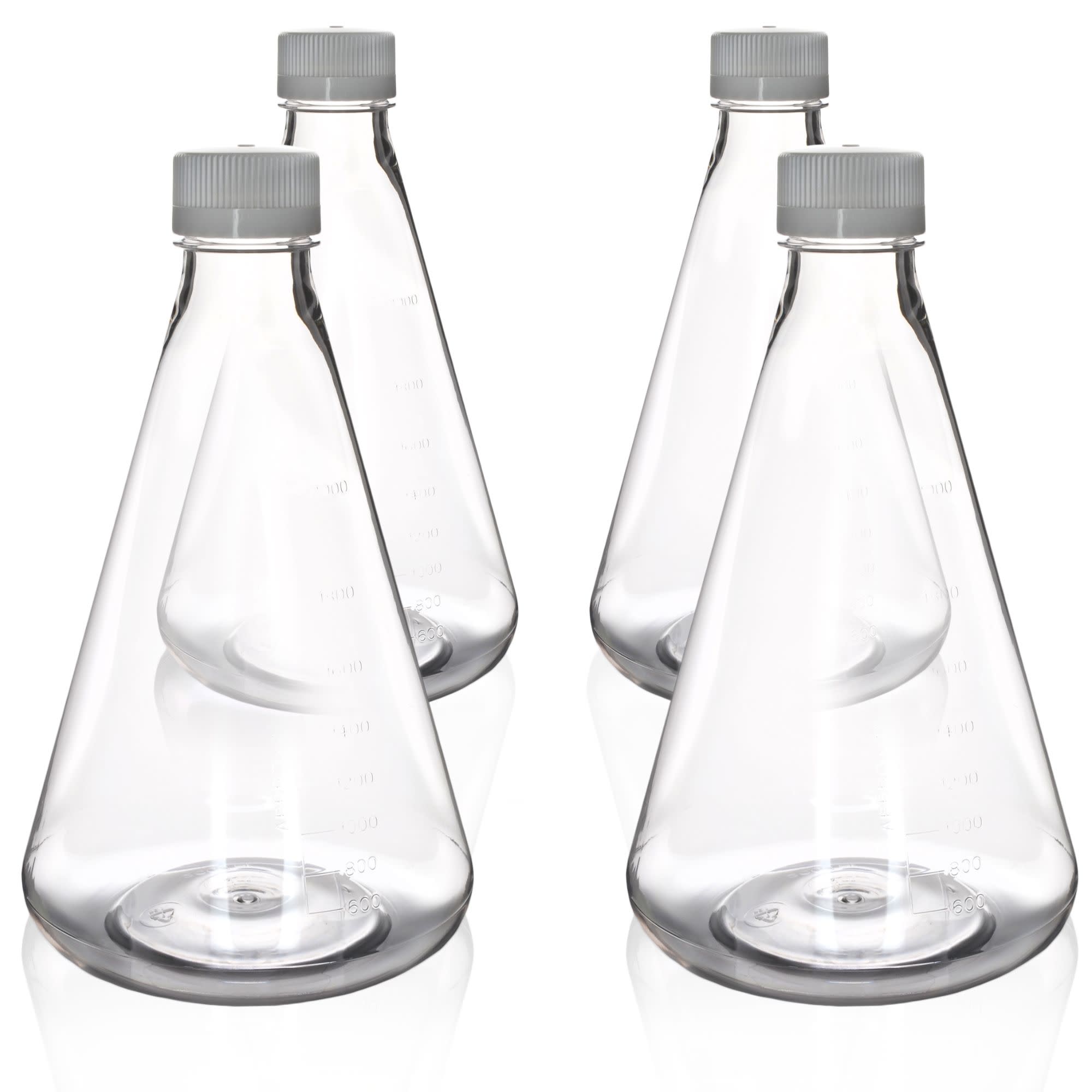 Sterile Flat Bottom PETG Erlenmeyer Flask, 4-Pack