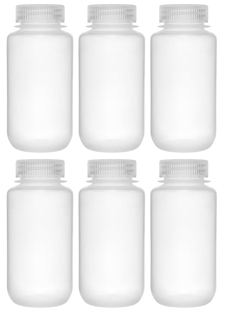 Translucent Wide Mouth Polypropylene Reagent Bottle with Screw Cap, 6-Pack