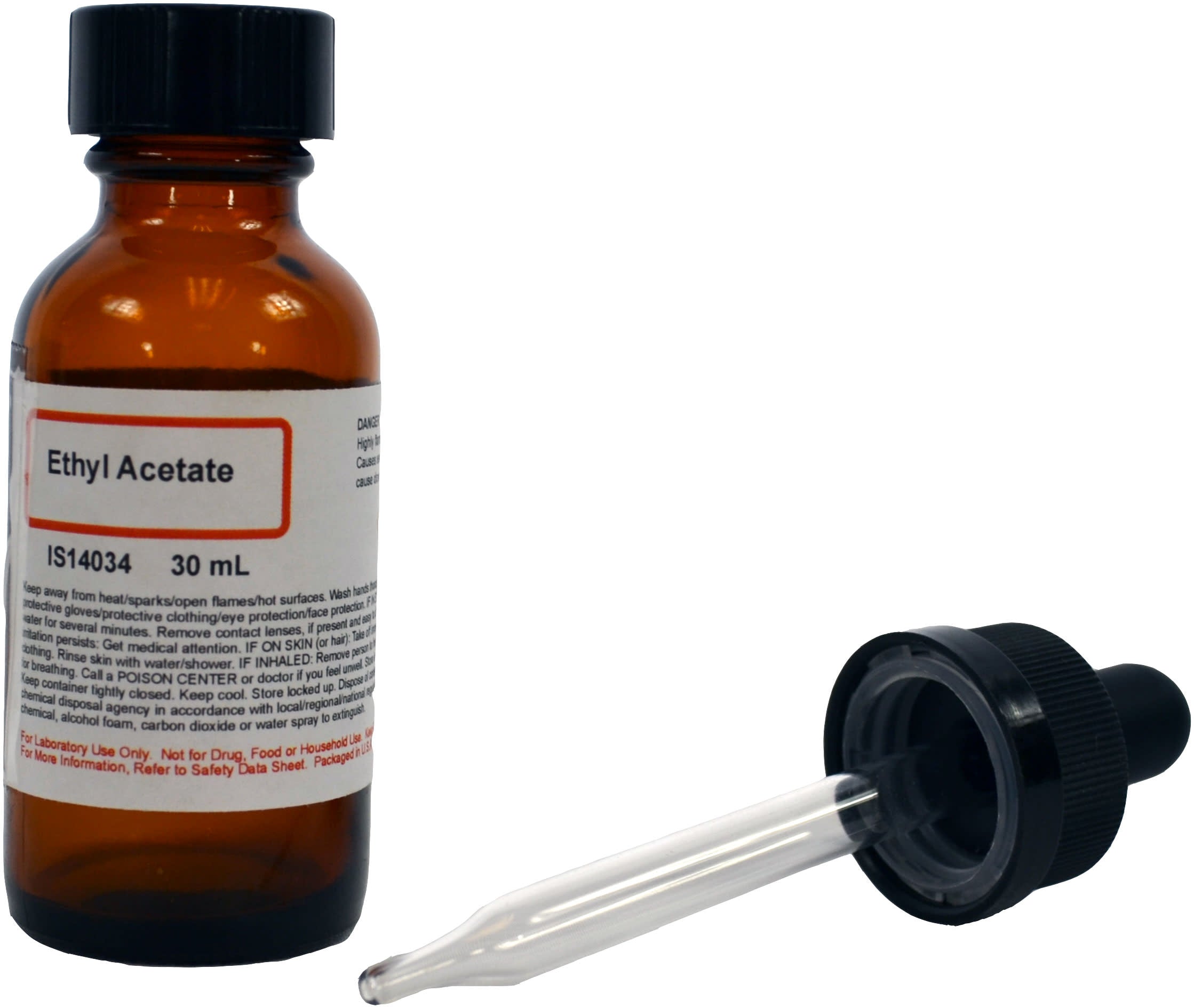 Laboratory Grade Ethyl Acetate with Dropper, 30mL