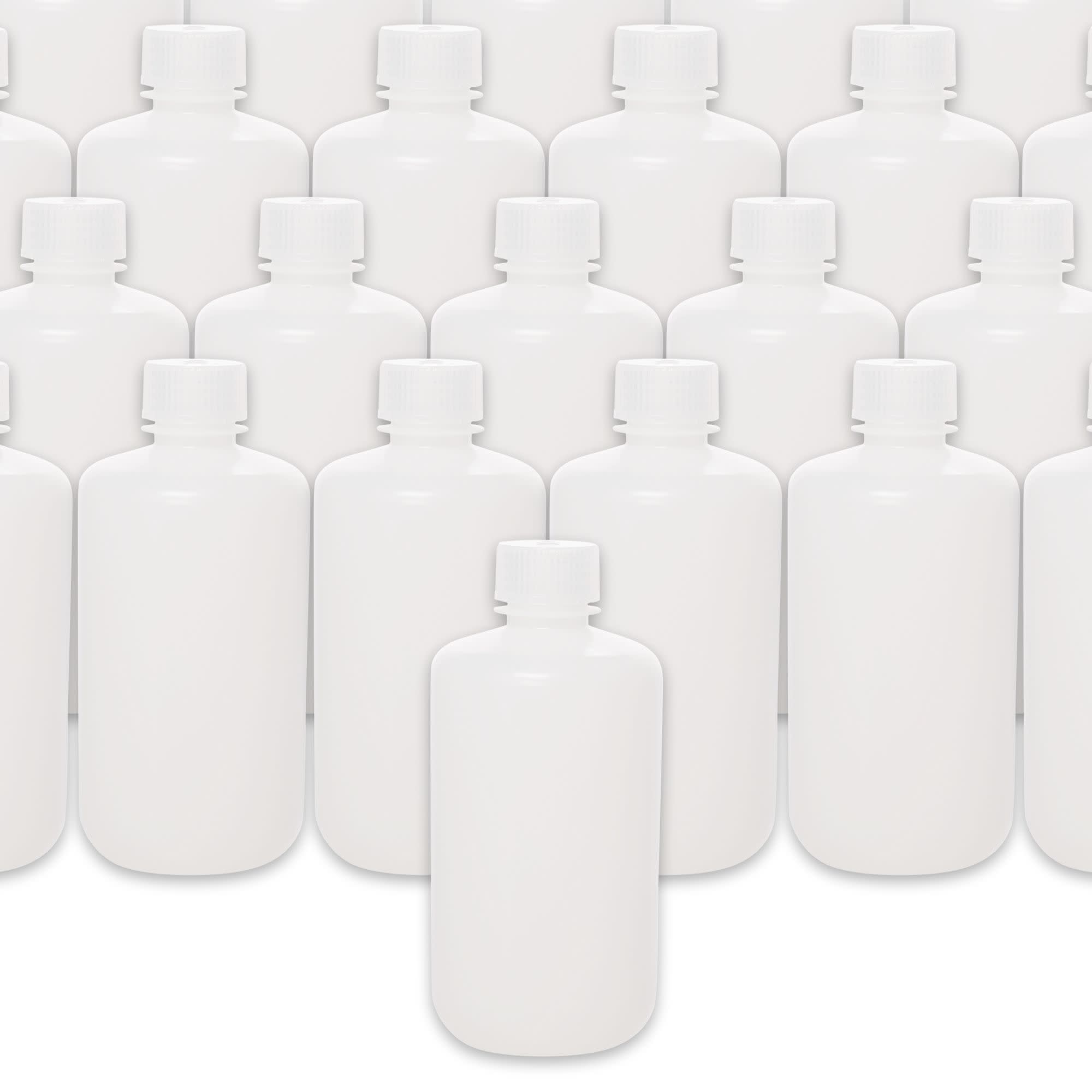 250-Bulk Pack Translucent Narrow Mouth HDPE Reagent Bottles with PP Caps, 250mL, -100 to 120°C