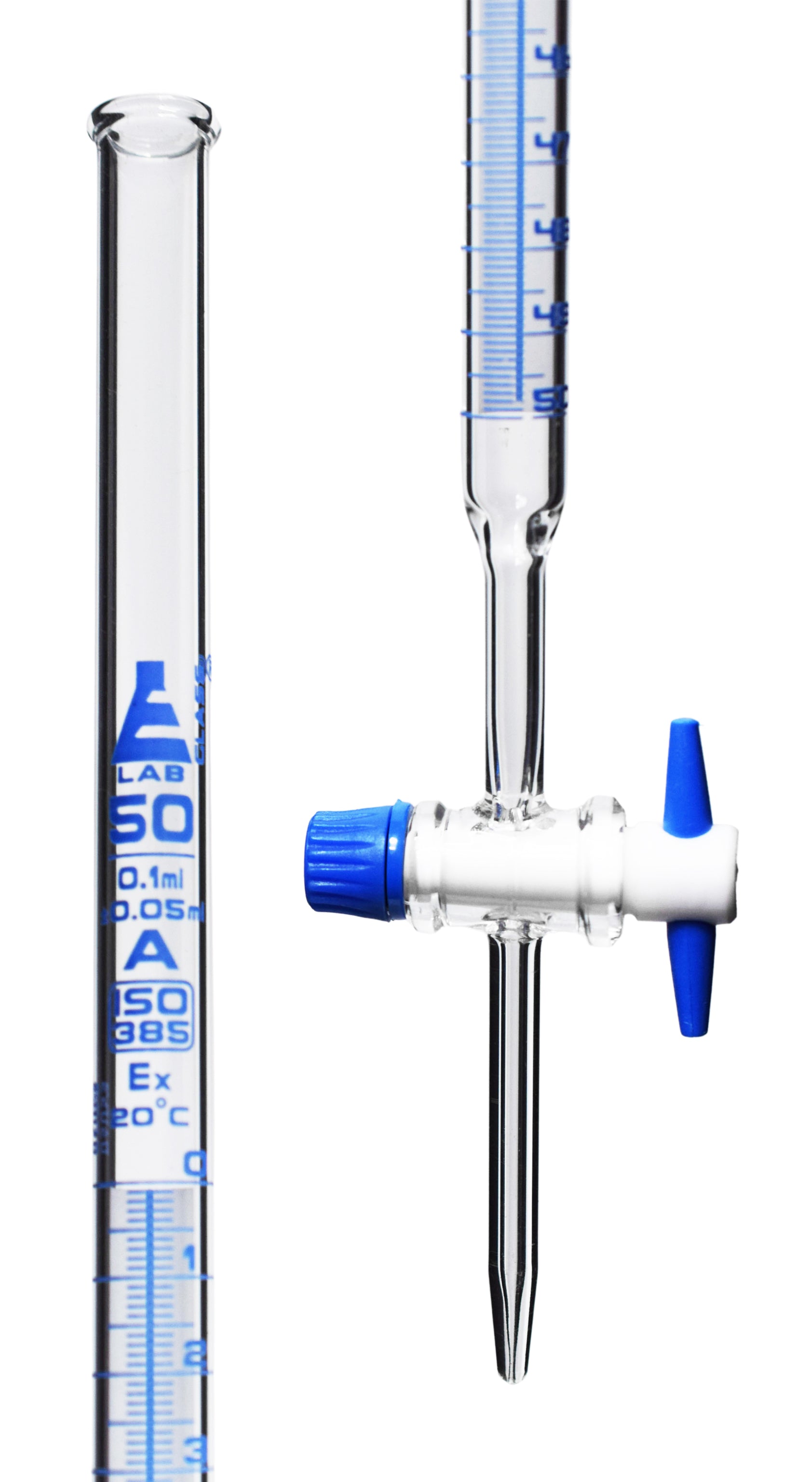 Class A Schellbach Borosilicate Glass Burette with PTFE Stopcock