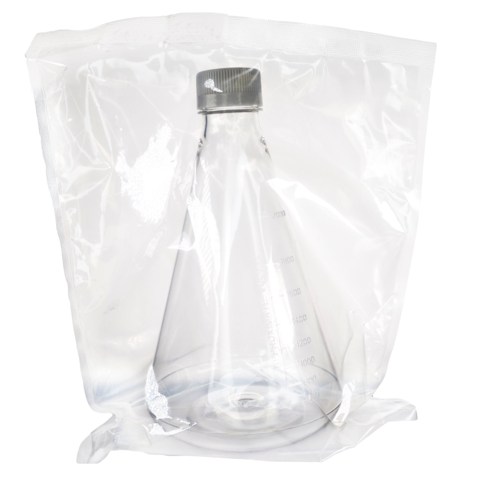 Sterile Vented Flat-Bottom PETG Erlenmeyer Flask, USP Class VI, 2L