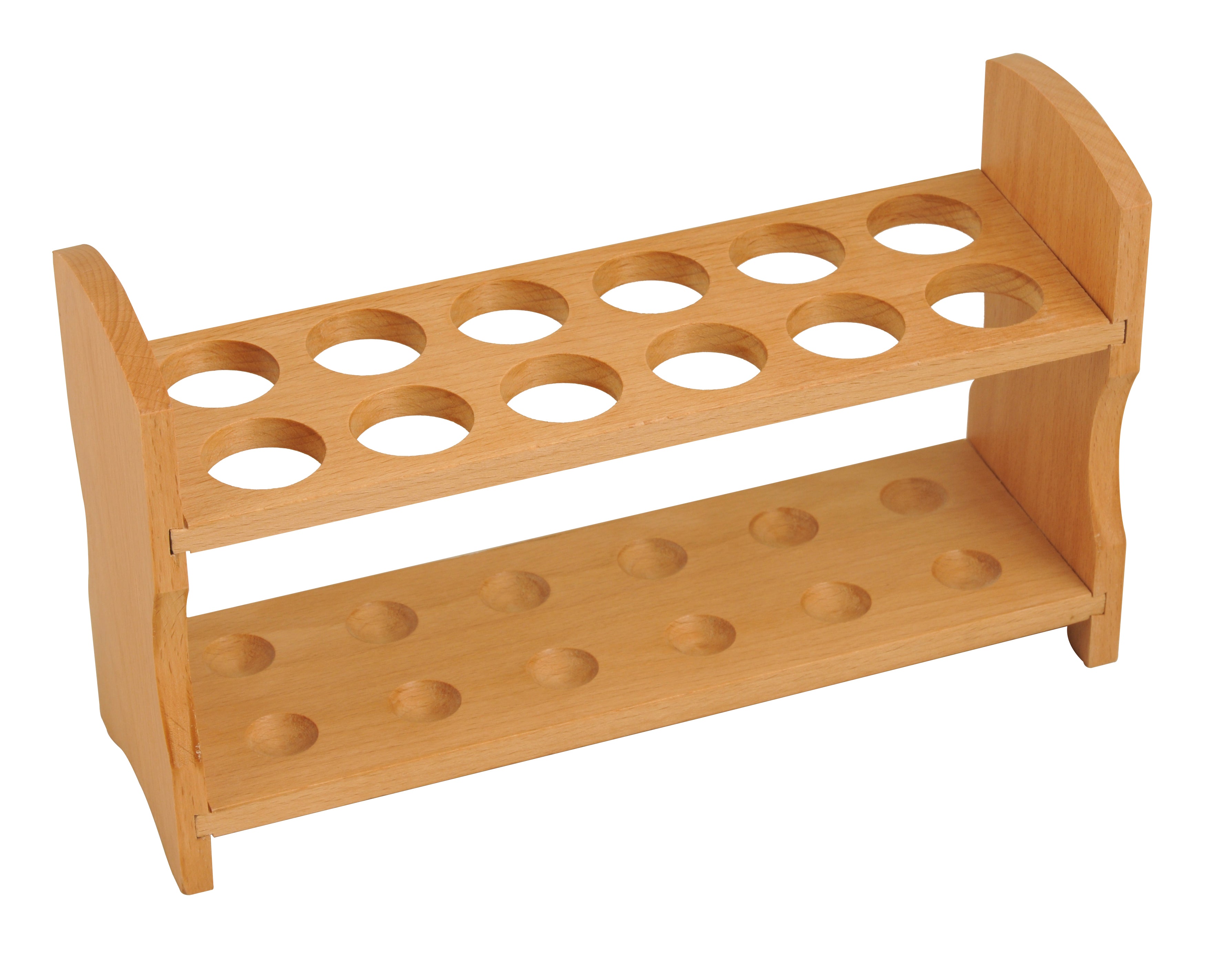 Premium Beech Wood Test Tube Rack for 12 Tubes, 28mm