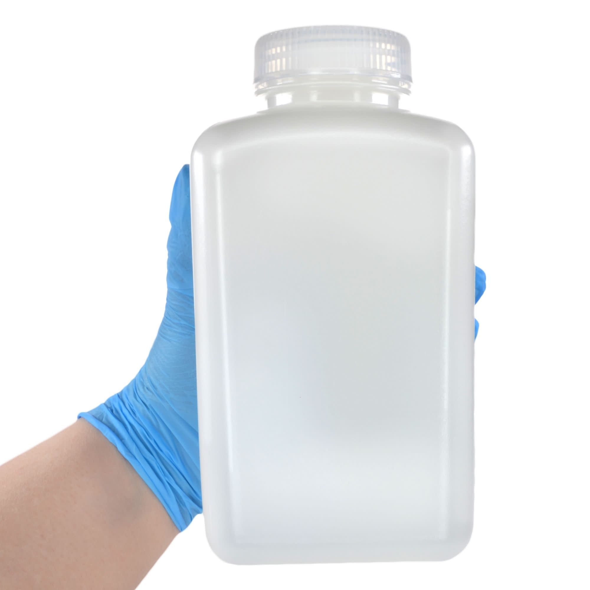 12-Pack Translucent Wide Mouth Square HDPE Reagent Bottles with PP Caps, 1L, -100 to 120°C