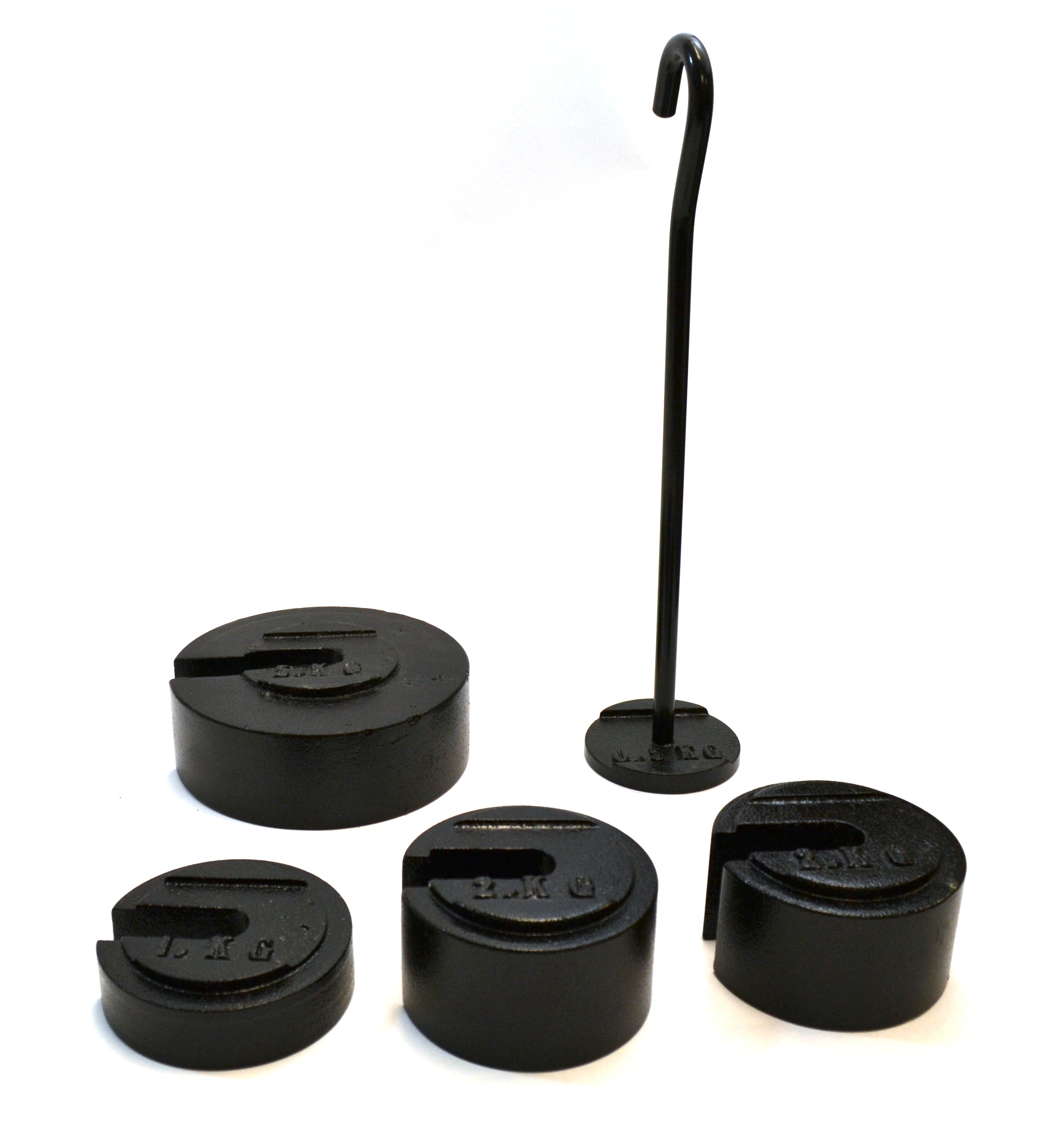 5-Piece Cast Iron Stackable Slotted Mass Set, 10kg Total