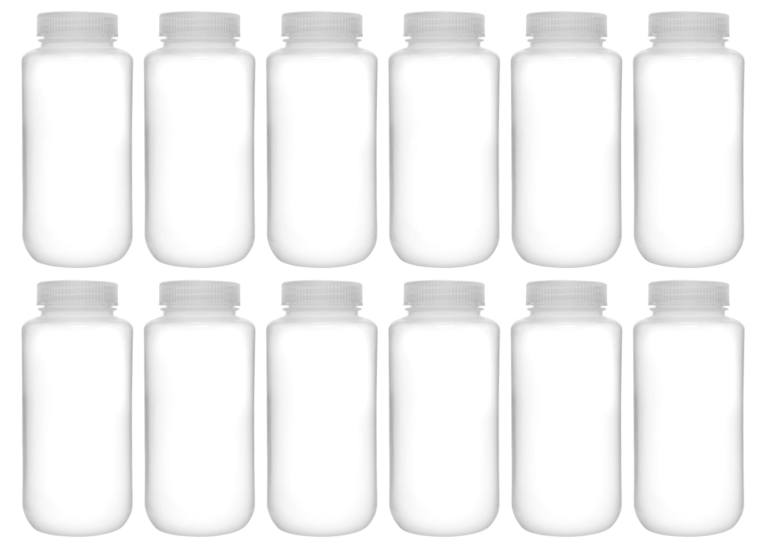 Translucent Wide Mouth Polypropylene Reagent Bottle with Screw Cap, 12-Pack