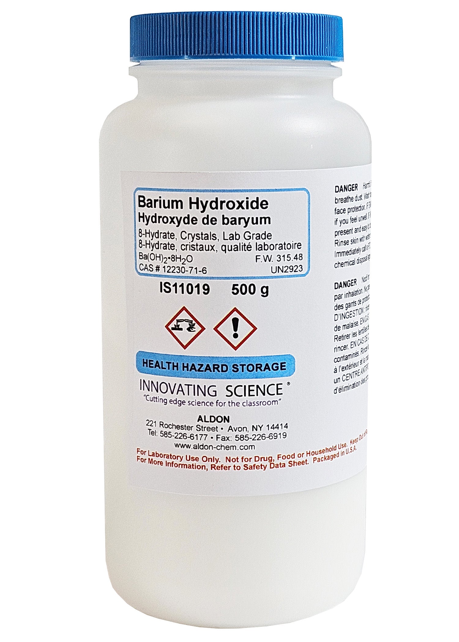 Laboratory Grade Barium Hydroxide Octahydrate, 500g