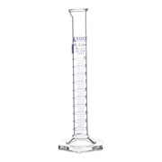 Class A Borosilicate Glass Graduated Cylinder with Hexagonal Base, Blue Graduations