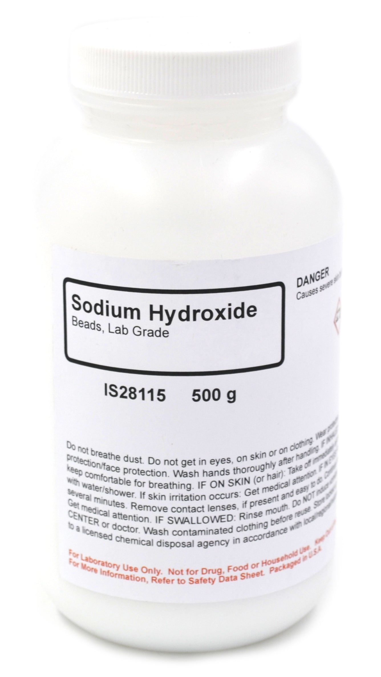 Sodium Hydroxide Beads, 500g, Laboratory Grade