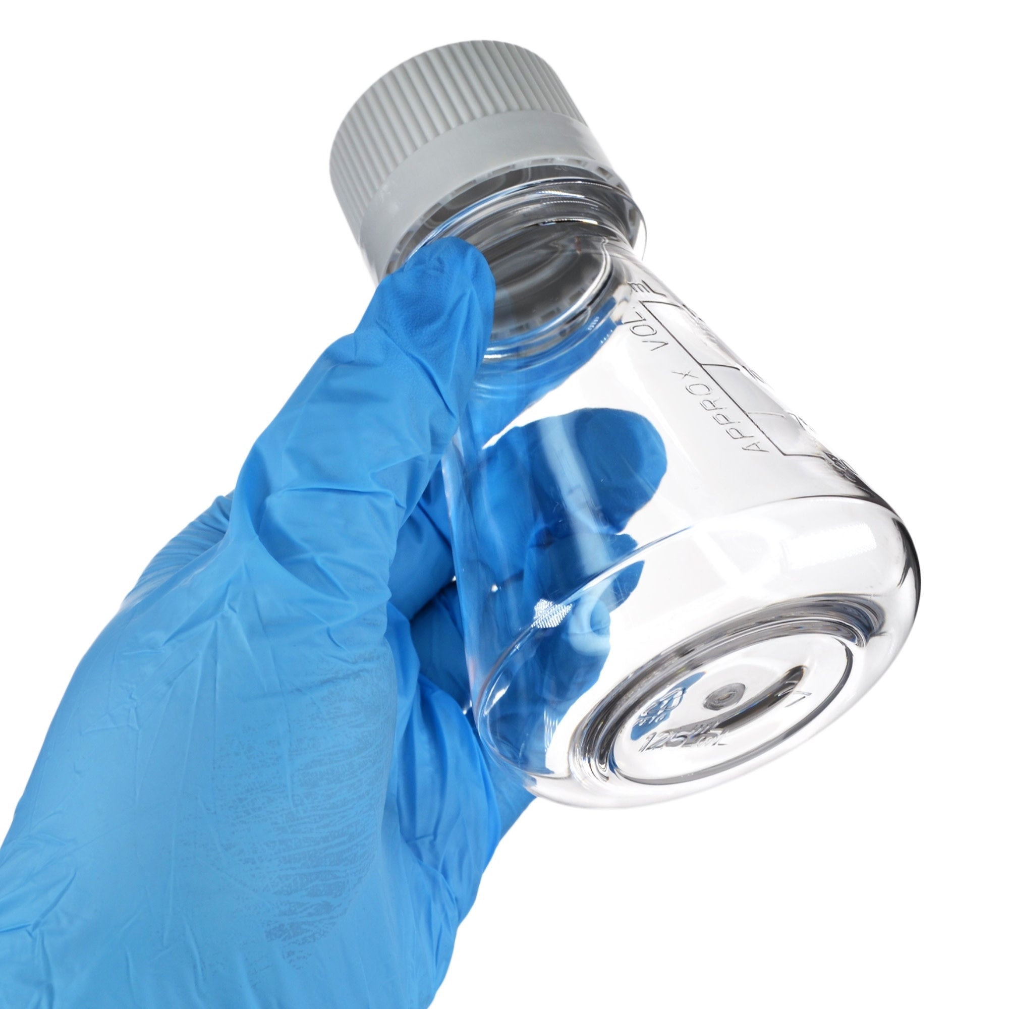 Sterile Vented Flat-Bottom PETG Erlenmeyer Flask, USP Class VI, 125mL