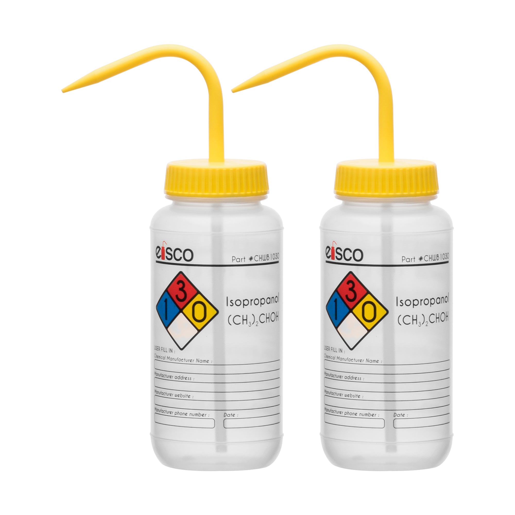 Isopropanol Wash Bottle, LDPE, Wide Mouth, 4-Color Label
