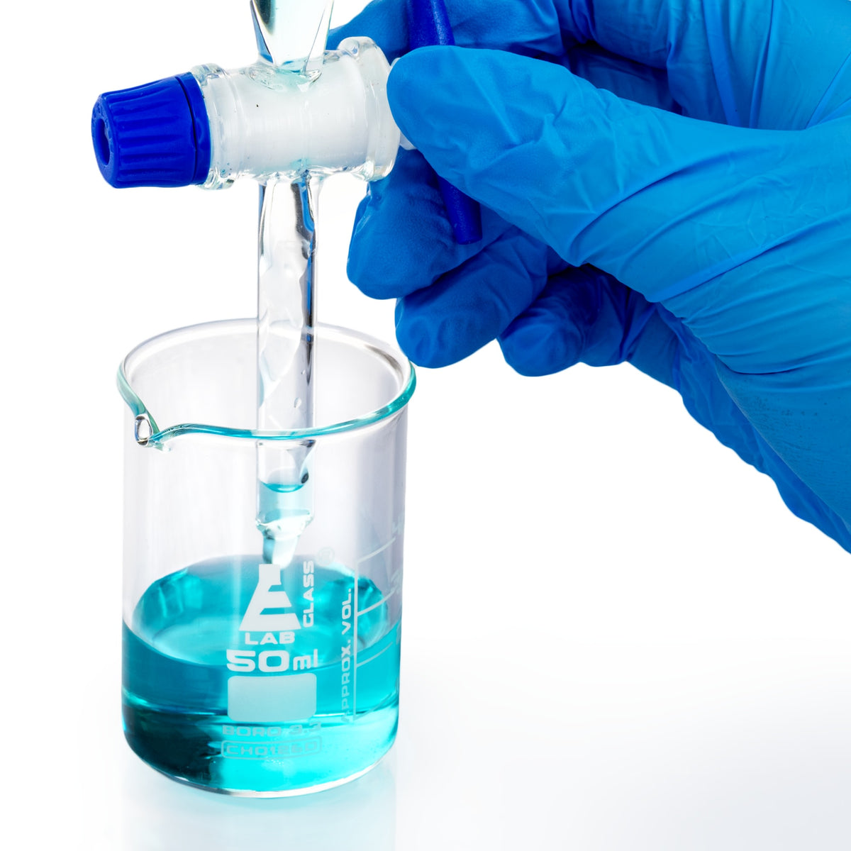 Eisco - Separating Funnel, 250ml, Pressure Equalizing, Pear Shaped - 19/26 Plastic Stopper, PTFE Key Stopcock, Borosilicate Glass