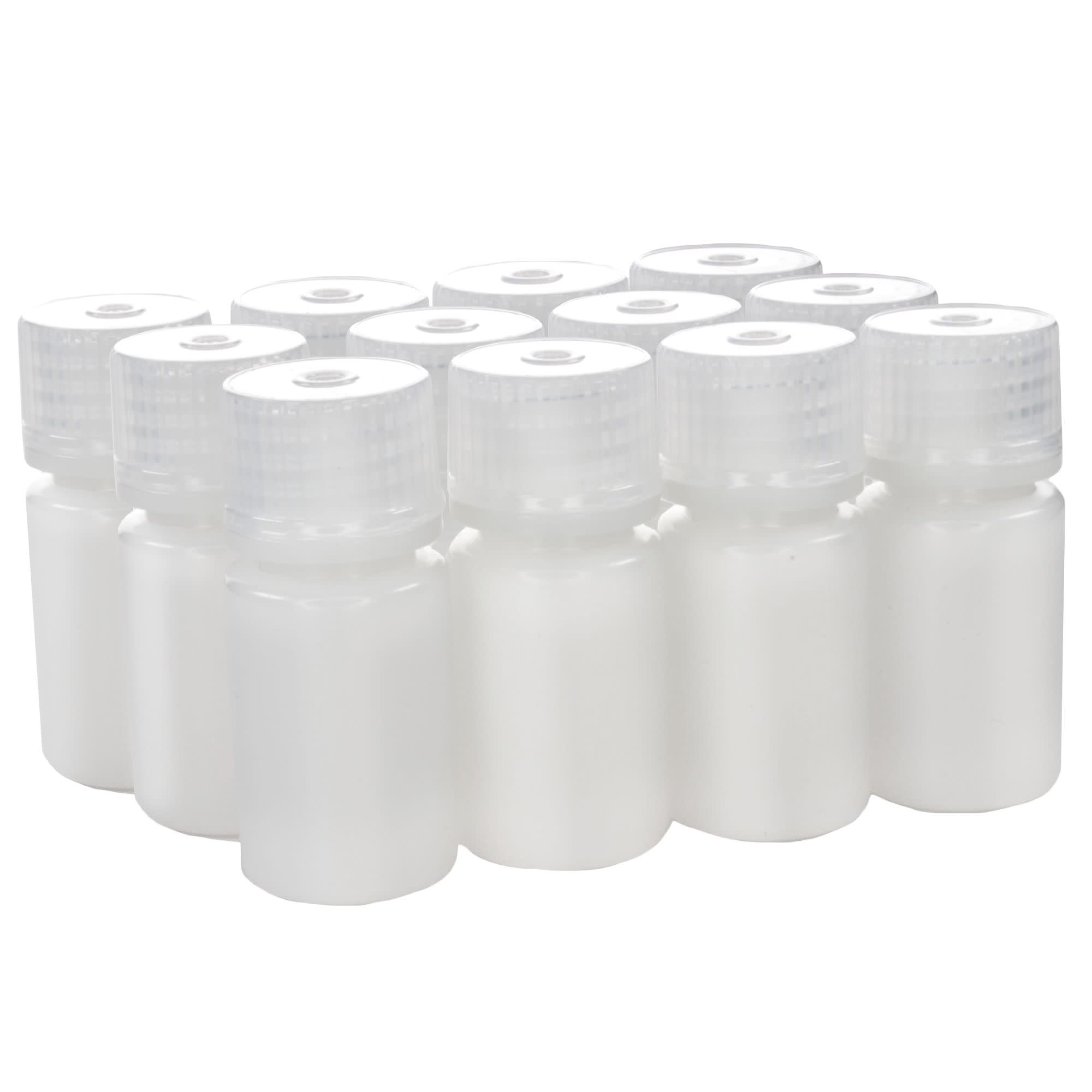 12-Pack Translucent Narrow Mouth HDPE Reagent Bottles with PP Caps, 15mL, -100 to 120°C