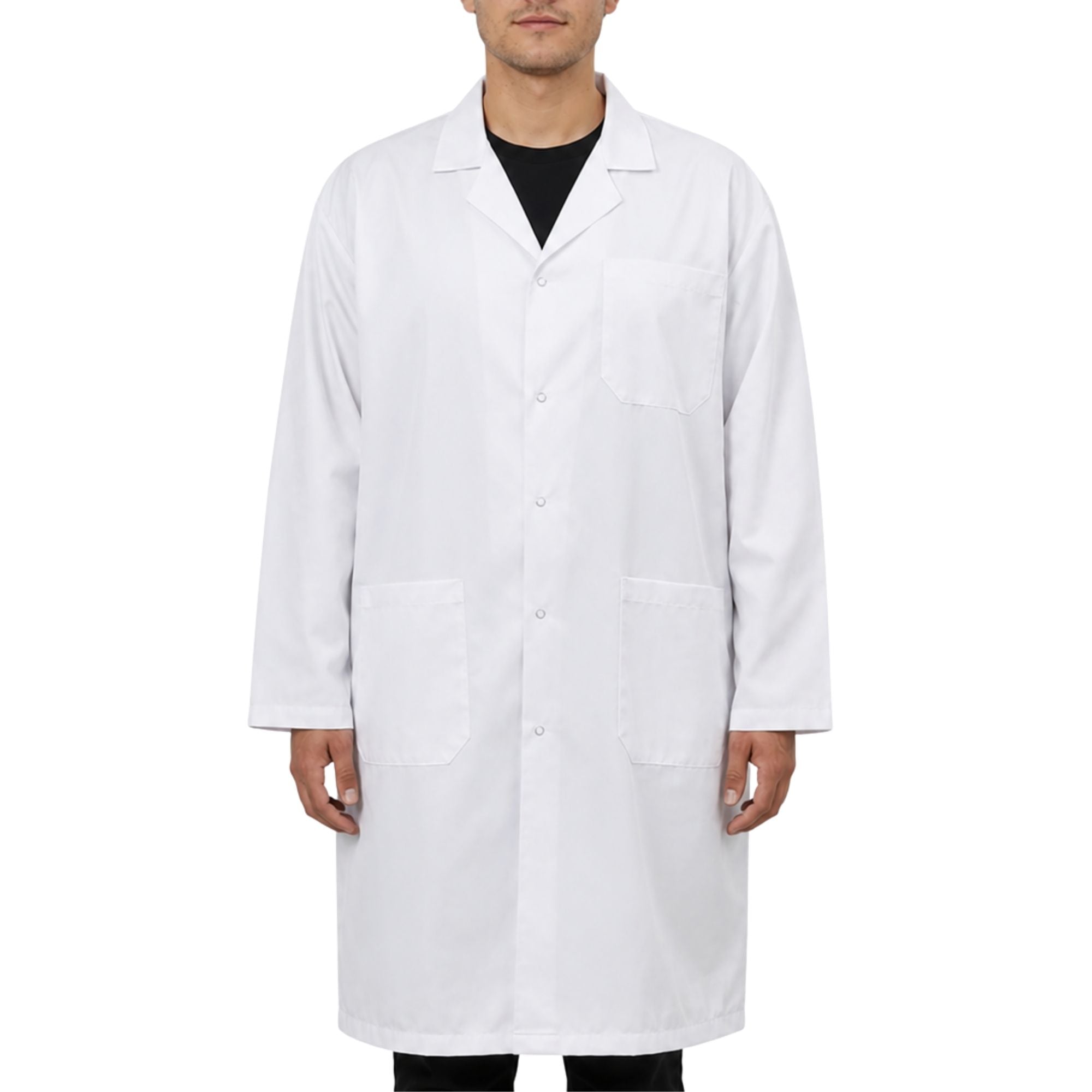 Poly-Cotton Blend Lab Coat with Snap Front