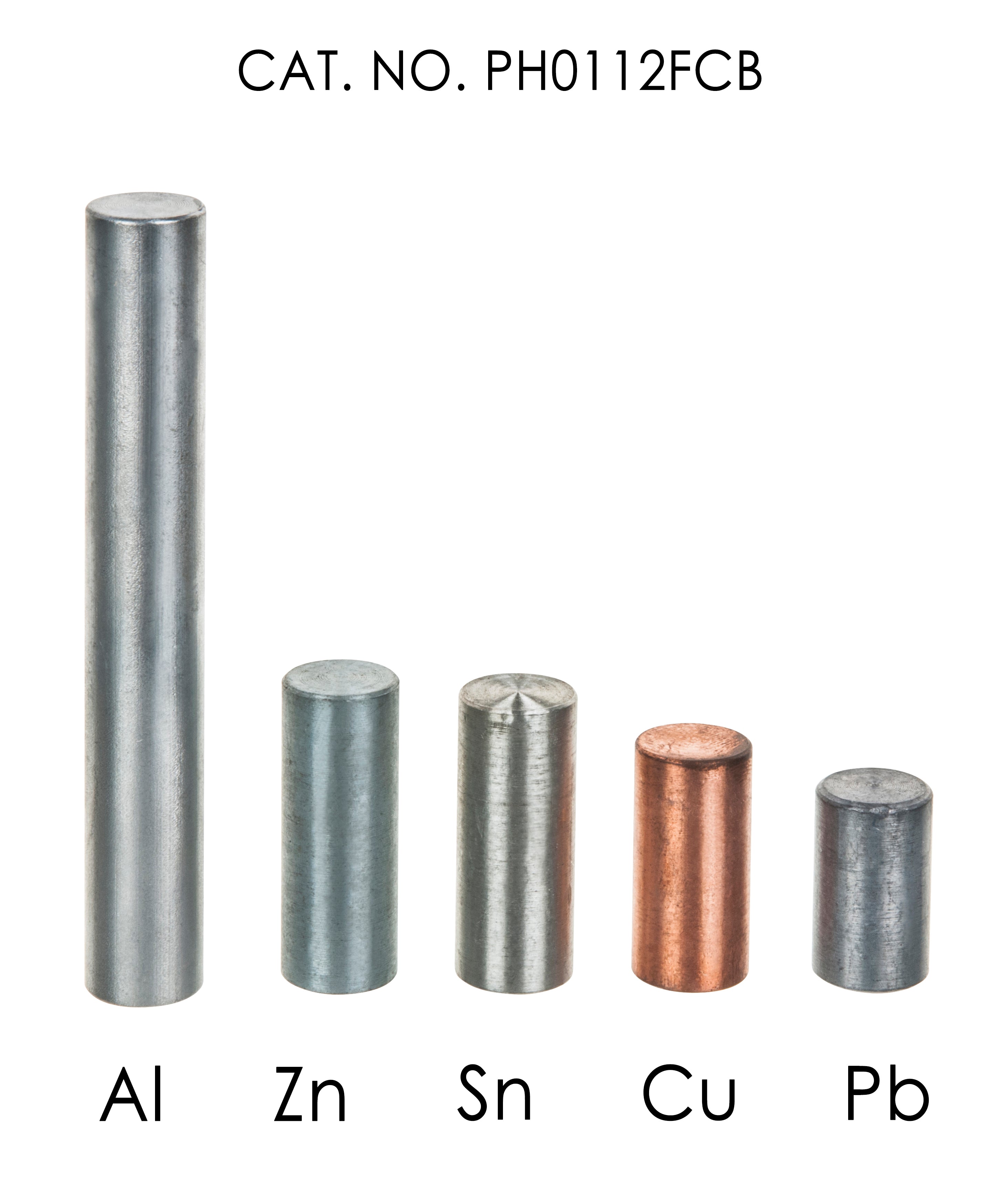 5-Metal Equal Mass Cylinders Set (Zinc, Copper, Aluminum, Tin, Lead)