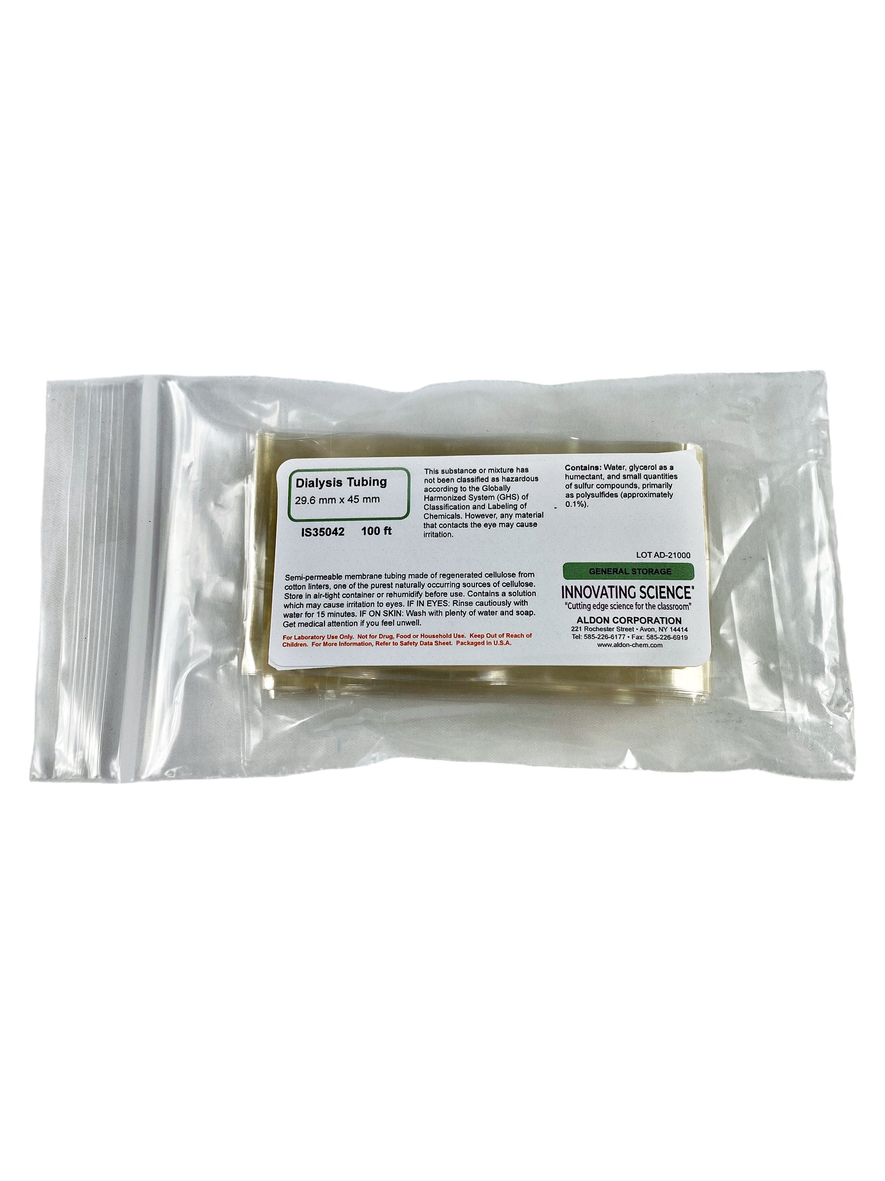 Dialysis Tubing, 1.77" x 100ft, 12,000-14,000 Dalton