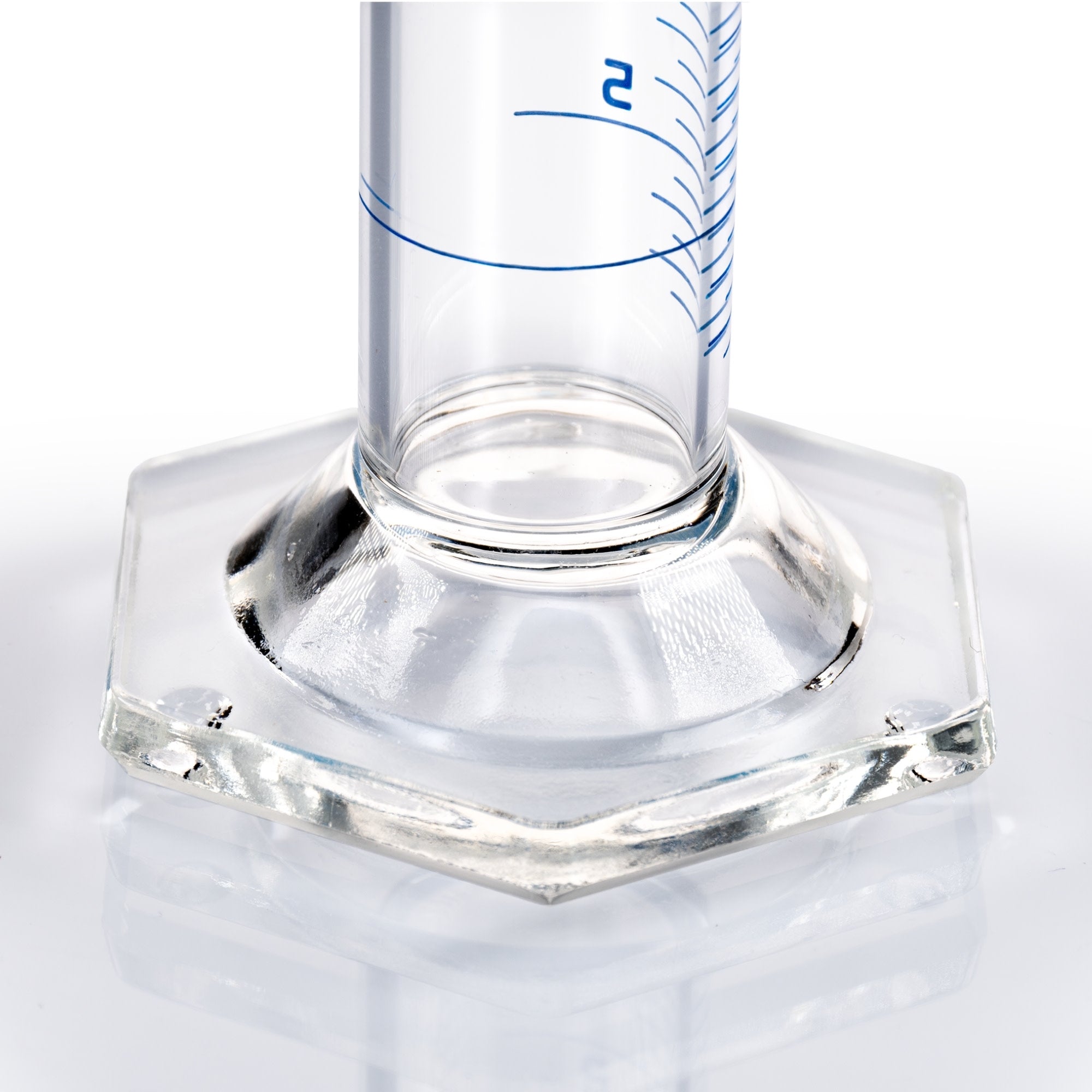 Class A Autoclavable Graduated Cylinder with Hex Base and QR Code Certificate, 25mL, Borosilicate Glass