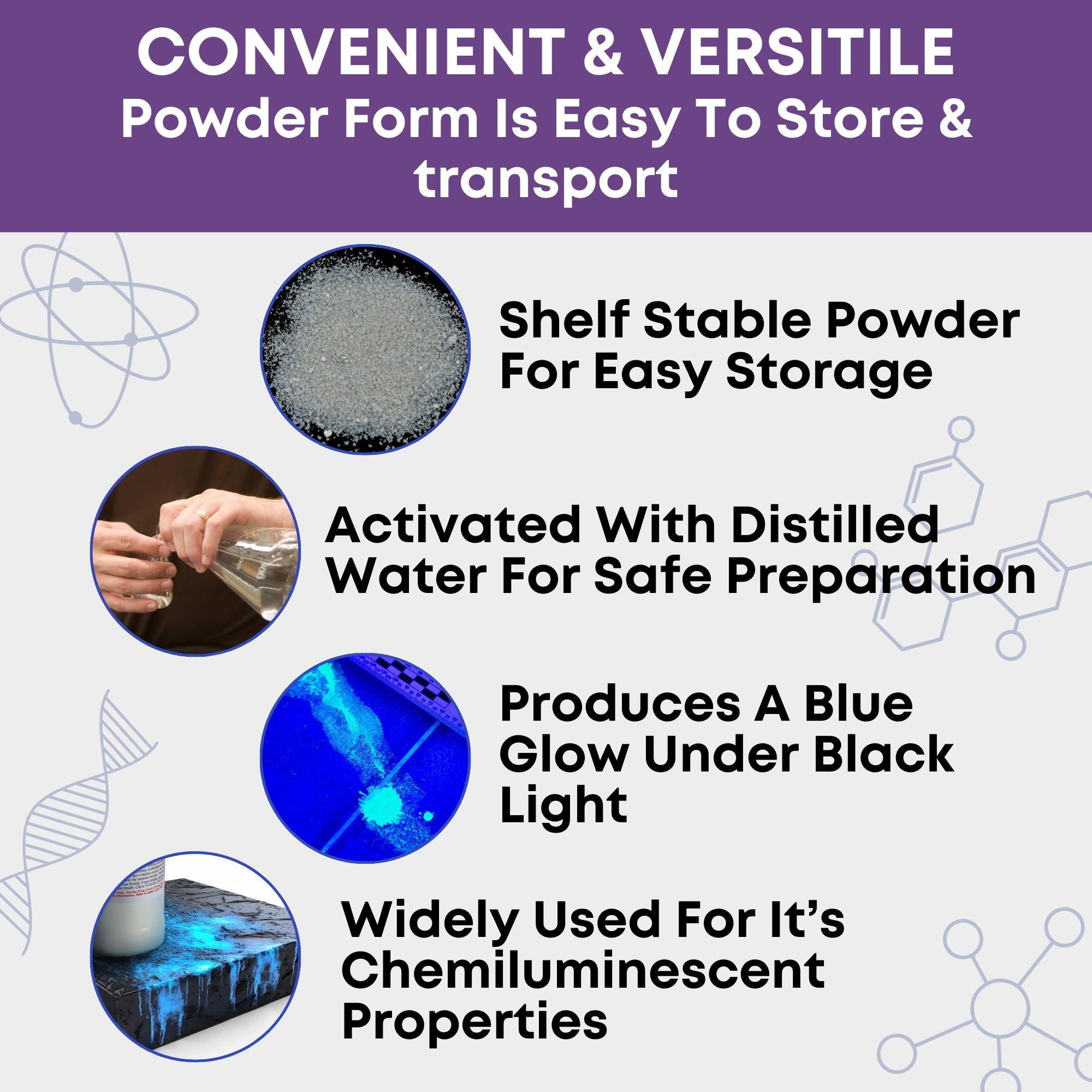 Luminol Powder for Forensic Investigation, 15g
