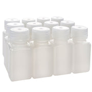 12-Pack Translucent Wide Mouth Square HDPE Reagent Bottles with PP Caps, 60mL, -100 to 120°C