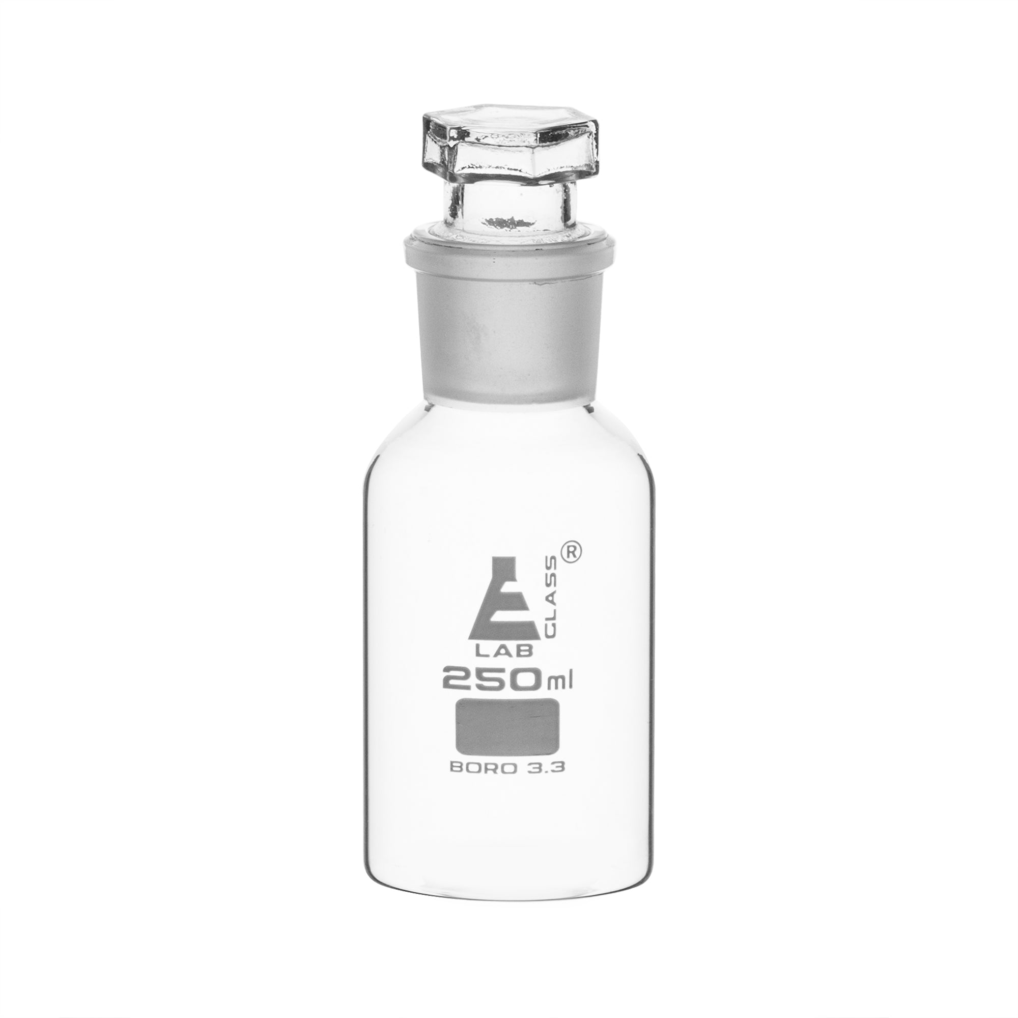 Wide Mouth Borosilicate Glass Reagent Bottle with Glass Stopper