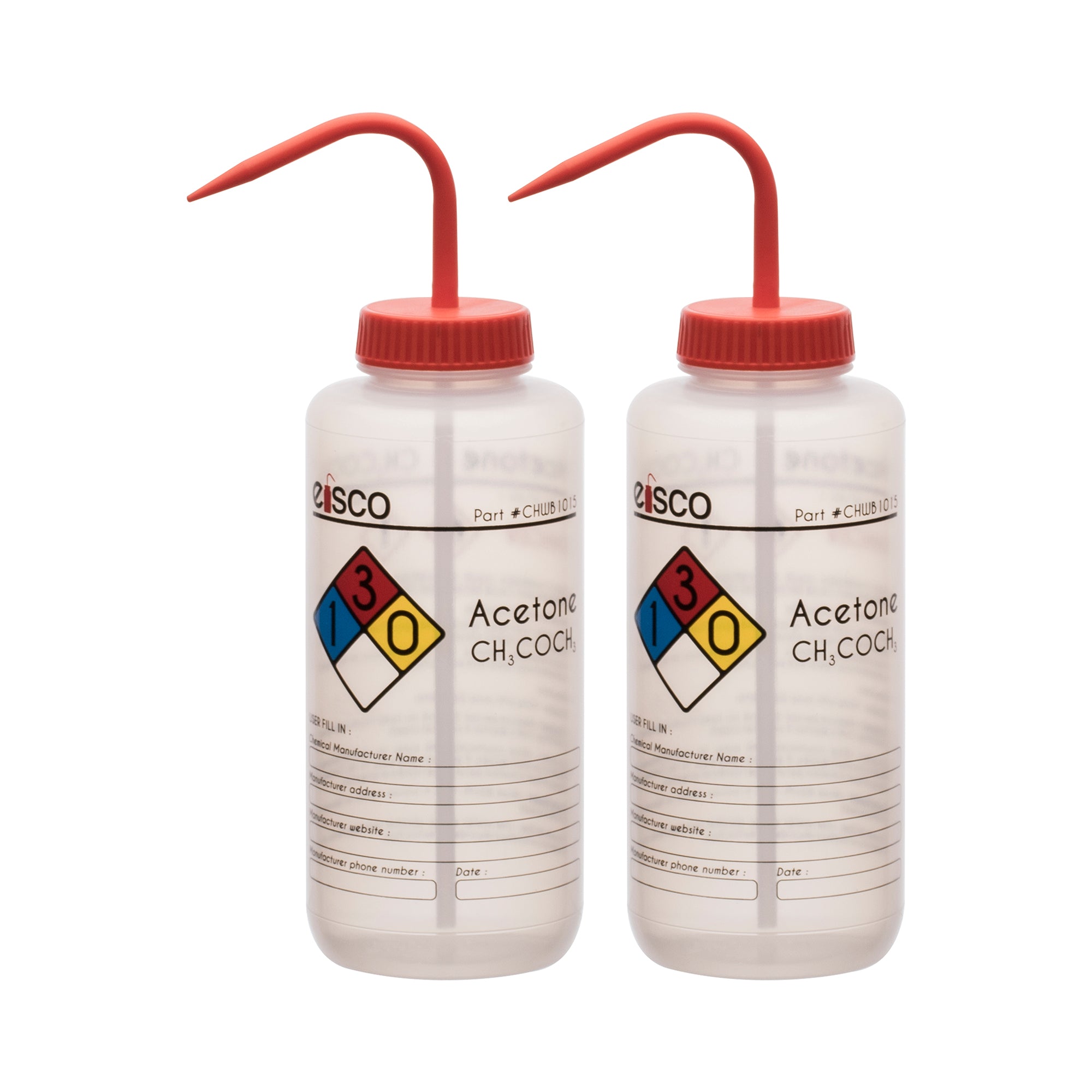 Acetone Wash Bottle, LDPE, 4-Color Label, 1000mL