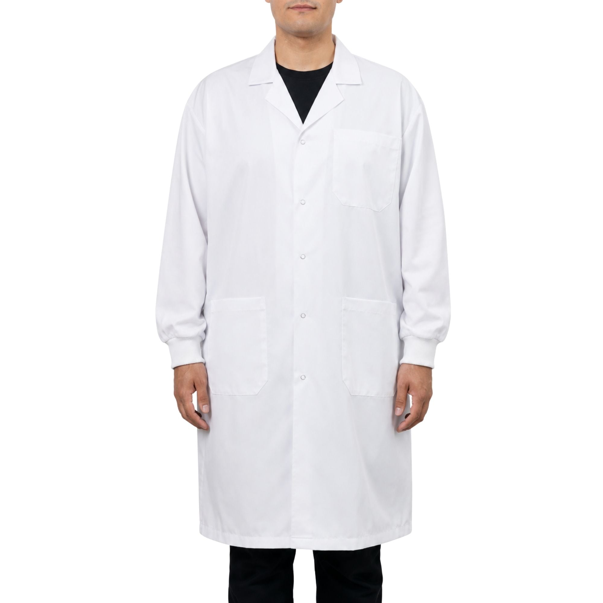 Poly-Cotton Blend Lab Coat with Ribbed Cuff