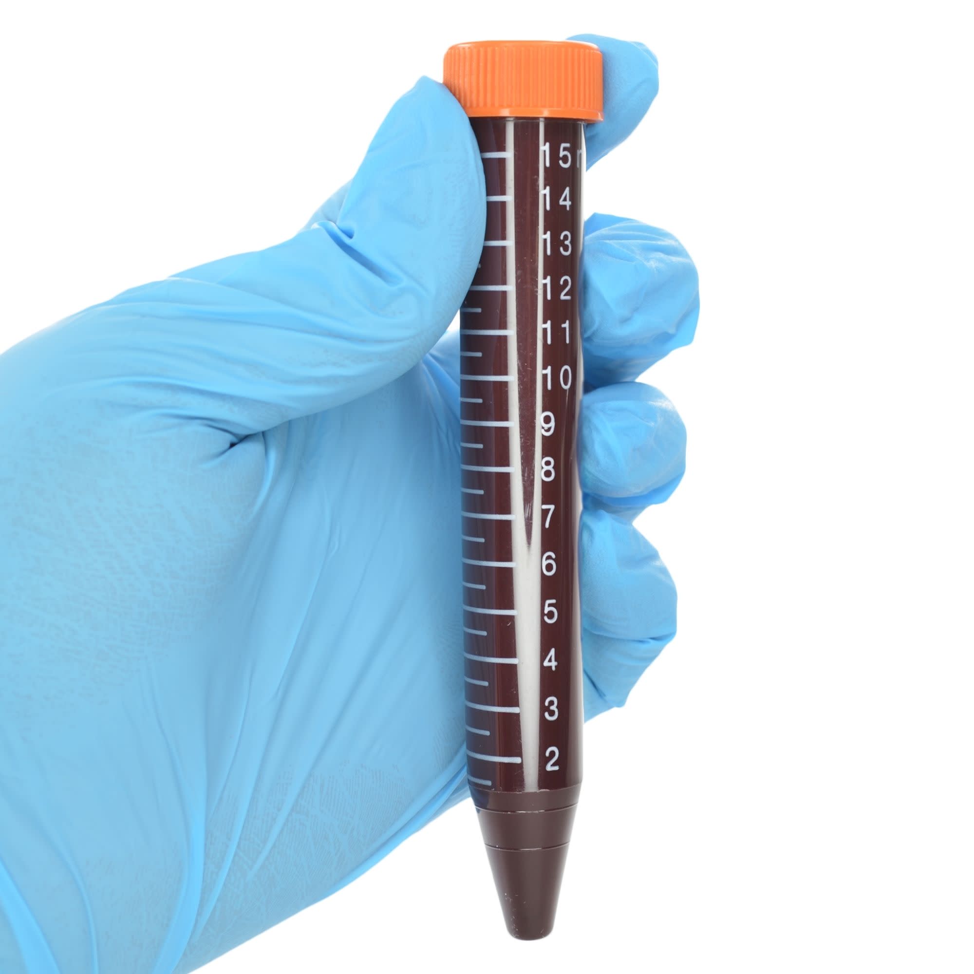 25-Pack Sterile Amber Polypropylene Centrifuge Tubes with Flat Cap, 15mL