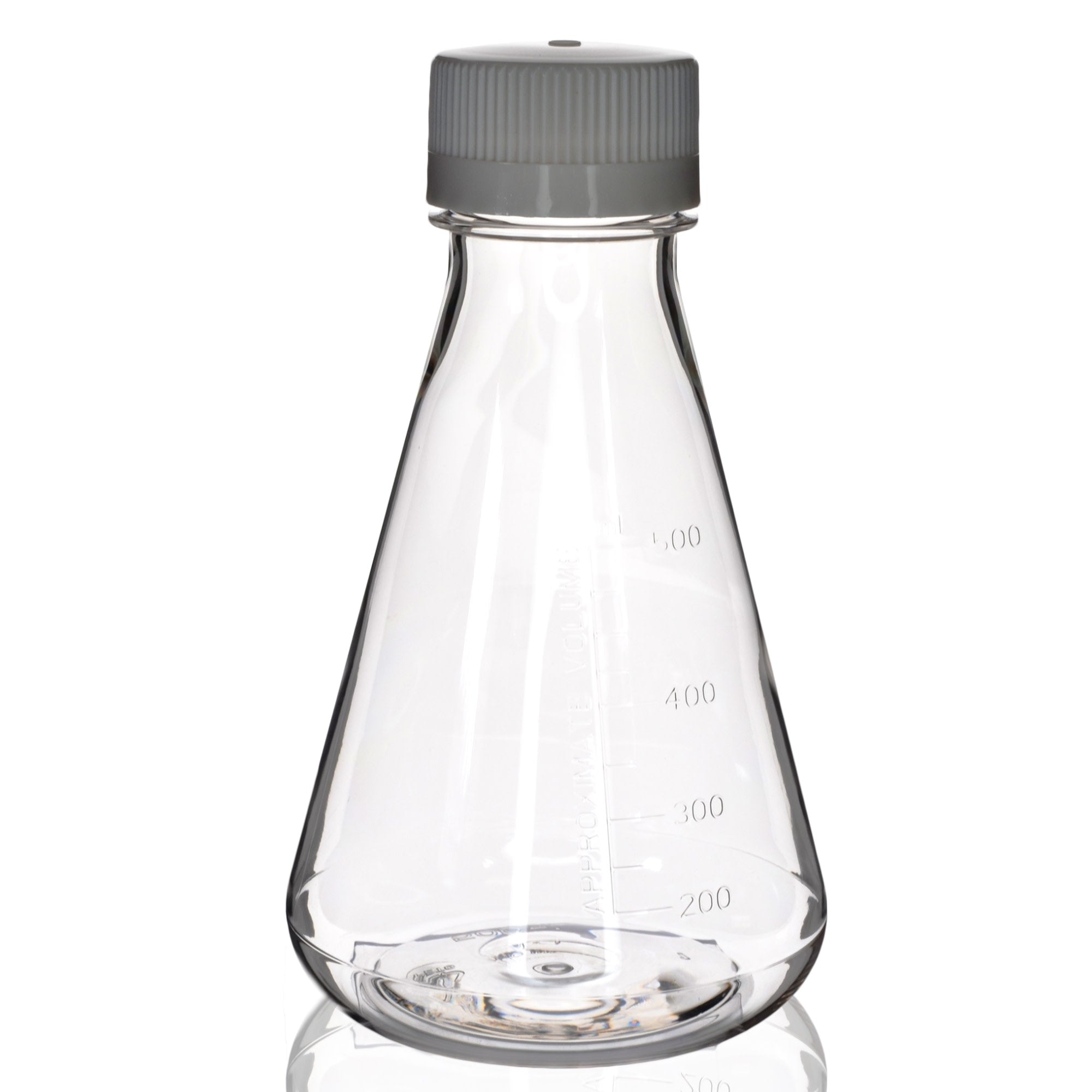 Sterile Non-Vented Flat-Bottom PETG Erlenmeyer Flask, USP Class VI, 500mL