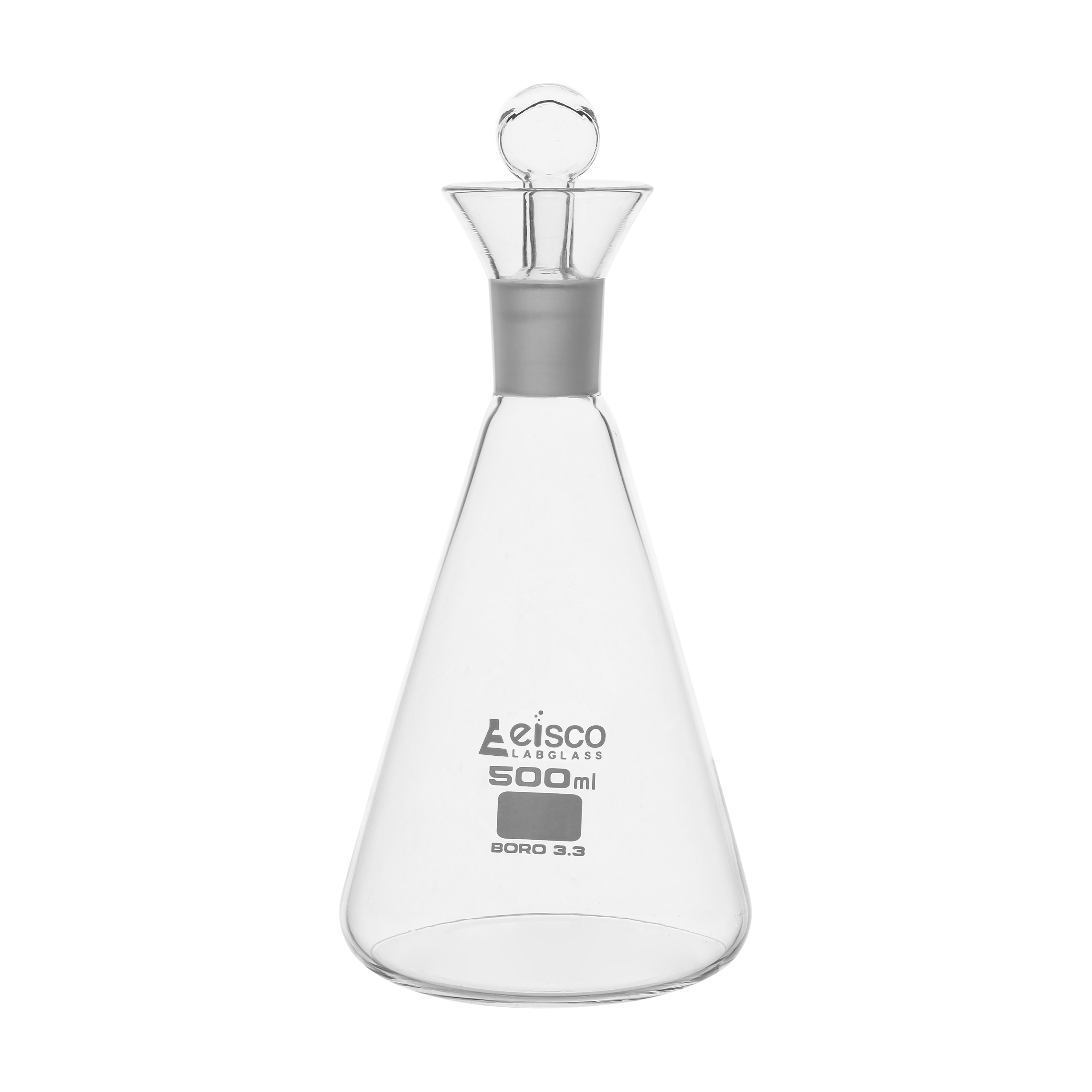 Conical Borosilicate Glass Iodine Flask with Interchangeable Stopper