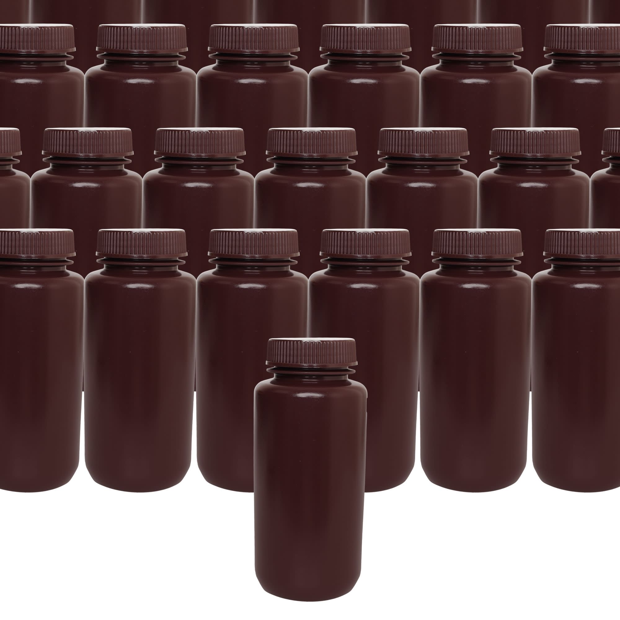 125-Bulk Pack Amber Wide Mouth HDPE Reagent Bottles with PP Caps and UV Shielding, 500mL, -100 to 120°C