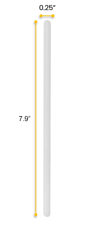7.9" Polypropylene Stirring Rods with Rounded Ends, 7mm, 12-Pack