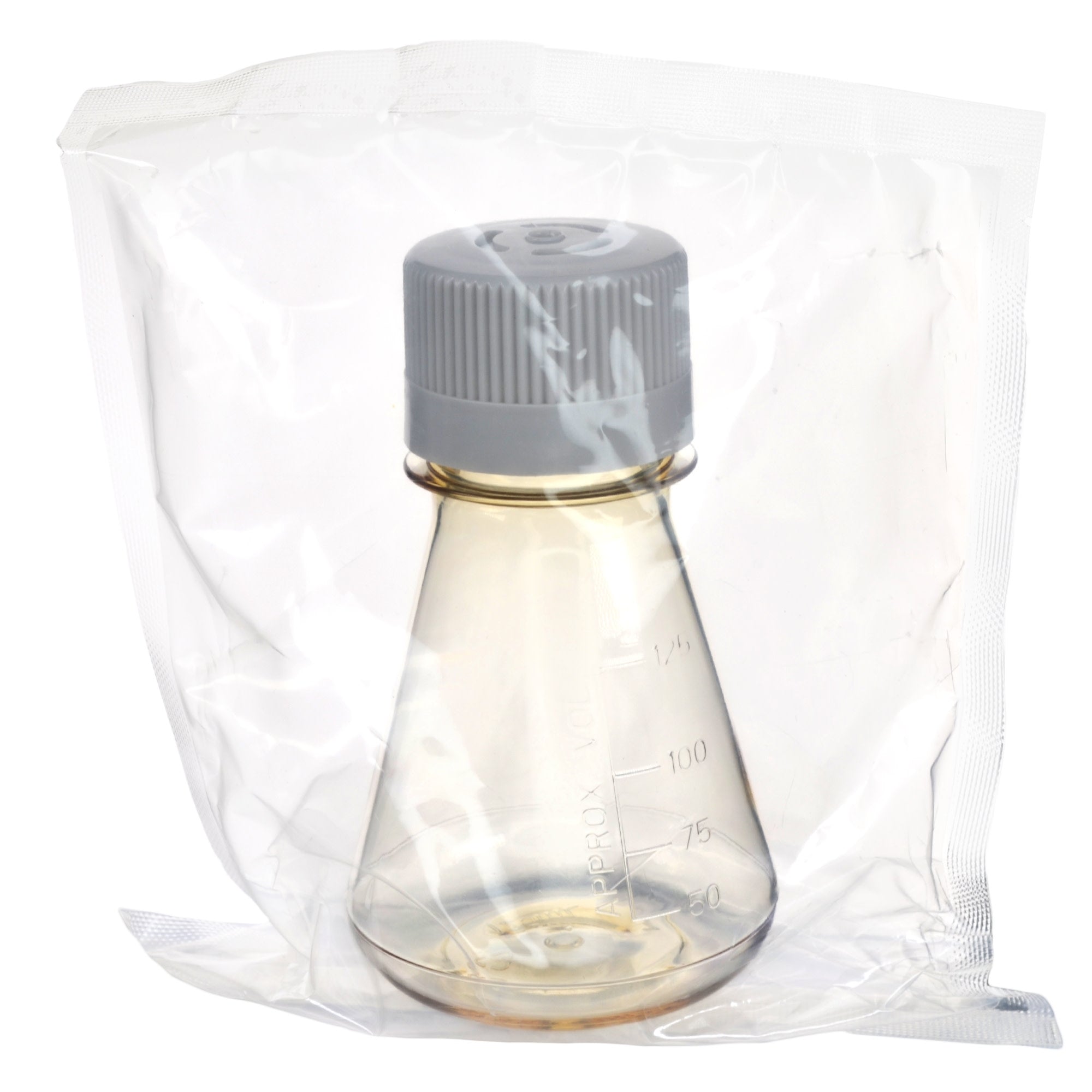 Sterile Vented Flat-Bottom Polycarbonate Erlenmeyer Flask, USP Class VI, 125mL