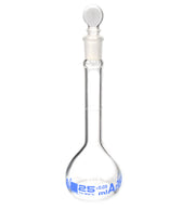 ASTM Class A Borosilicate Glass Volumetric Flask with Glass Stopper, Blue Graduations