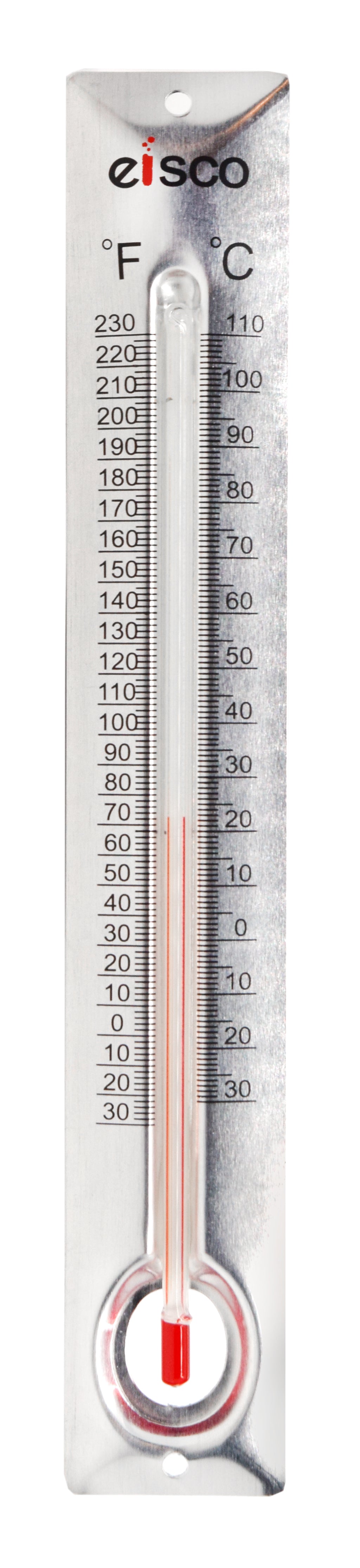 Aluminum-Backed Thermometer, -30 to 110°C, 6.5 x 1"