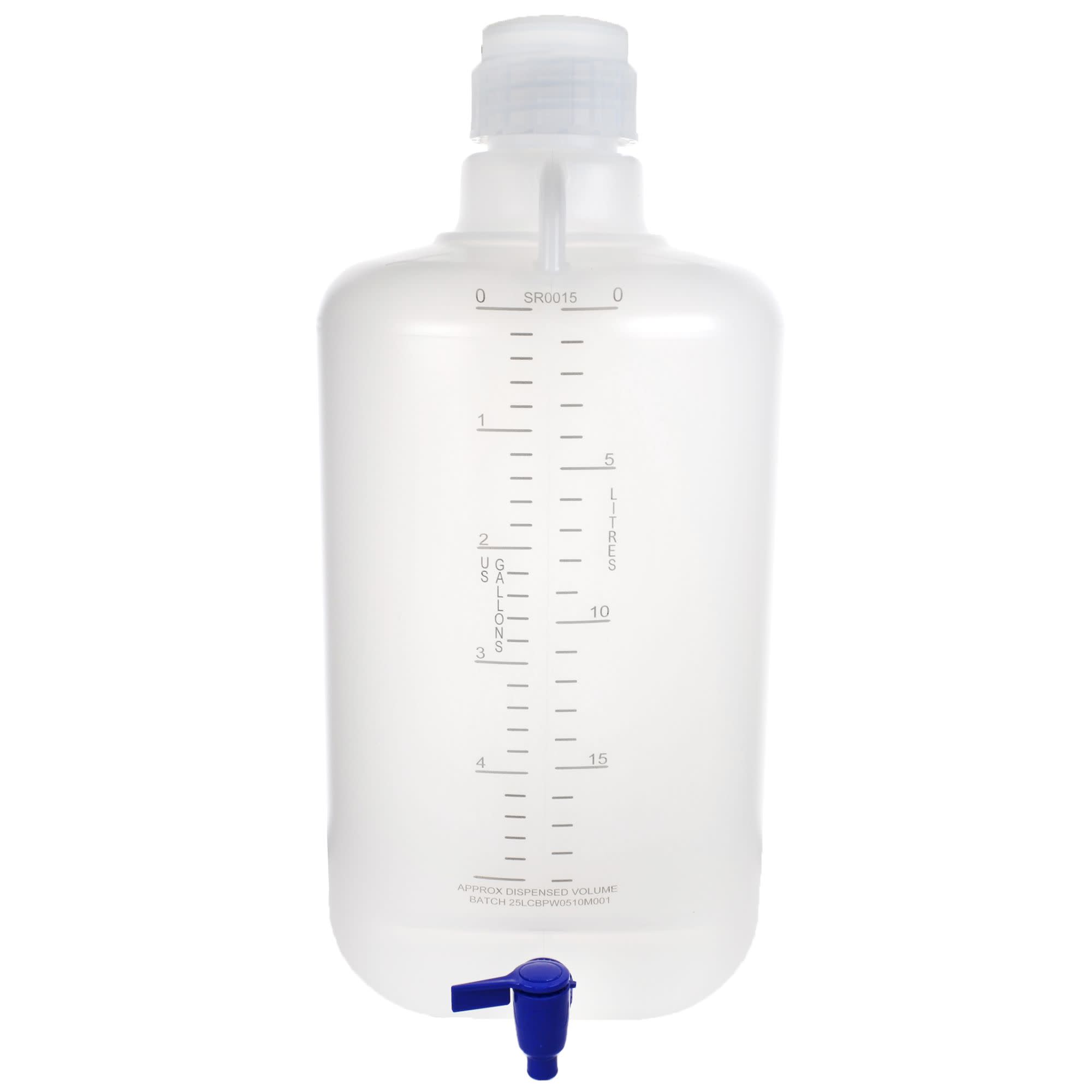 Autoclavable Polypropylene Carboy with Silicone-Lined Cap and Spigot, 25L, 0-135°C