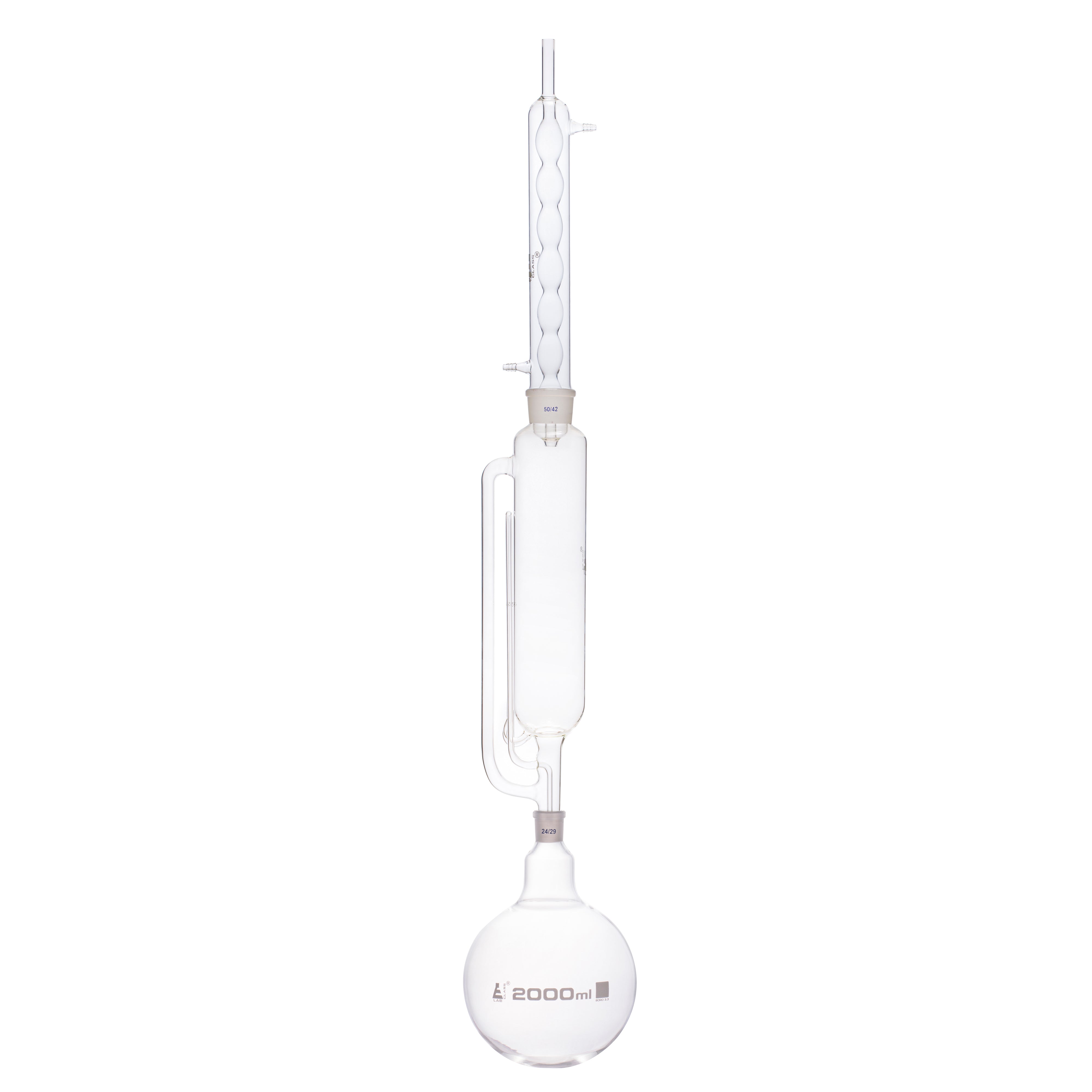 Soxhlet Extraction Apparatus with 600mL Extractor, 2000mL Flask and Condenser, Borosilicate Glass
