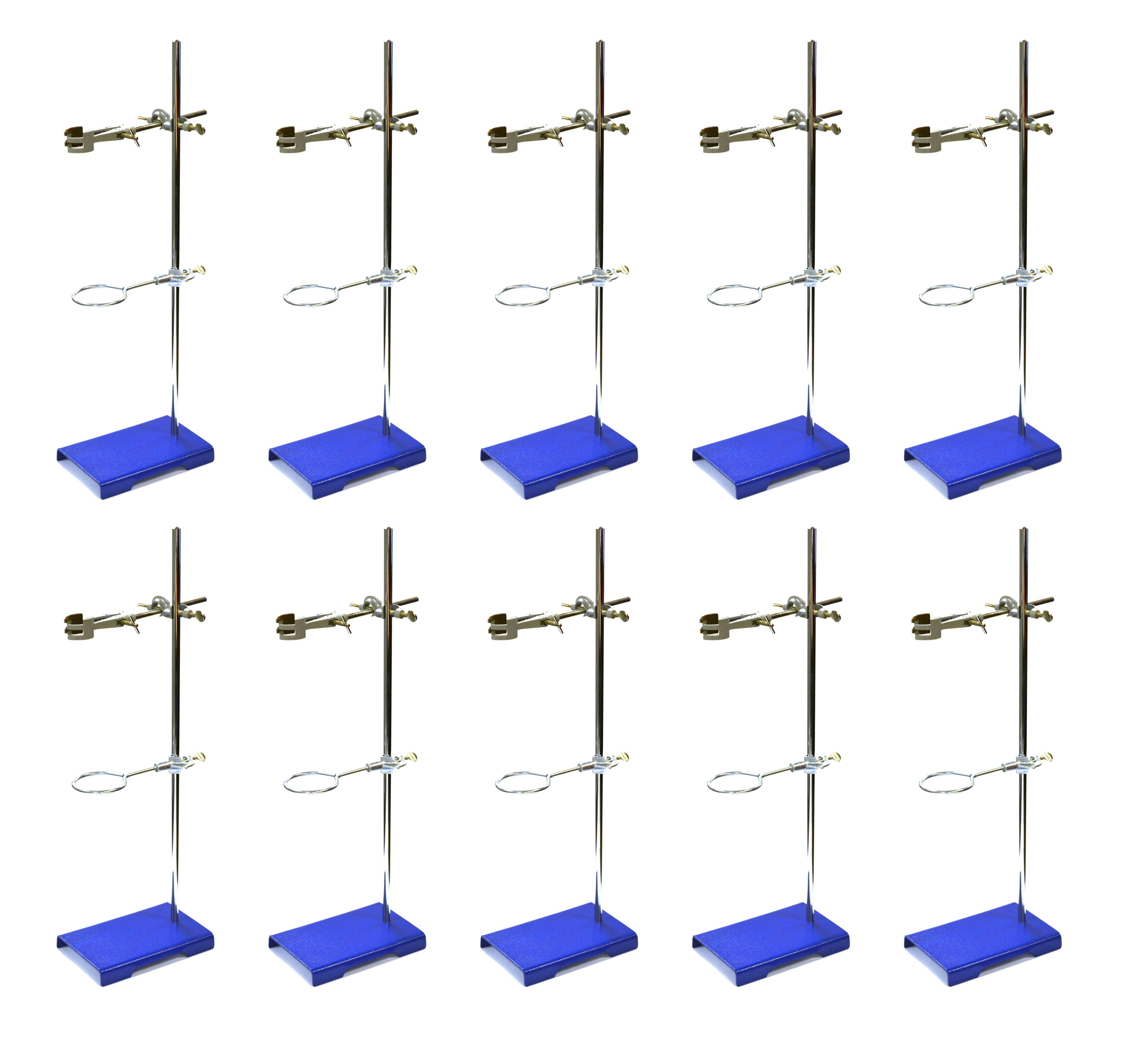 Chemical-Resistant Steel Lab Stand Set, 10-Pack