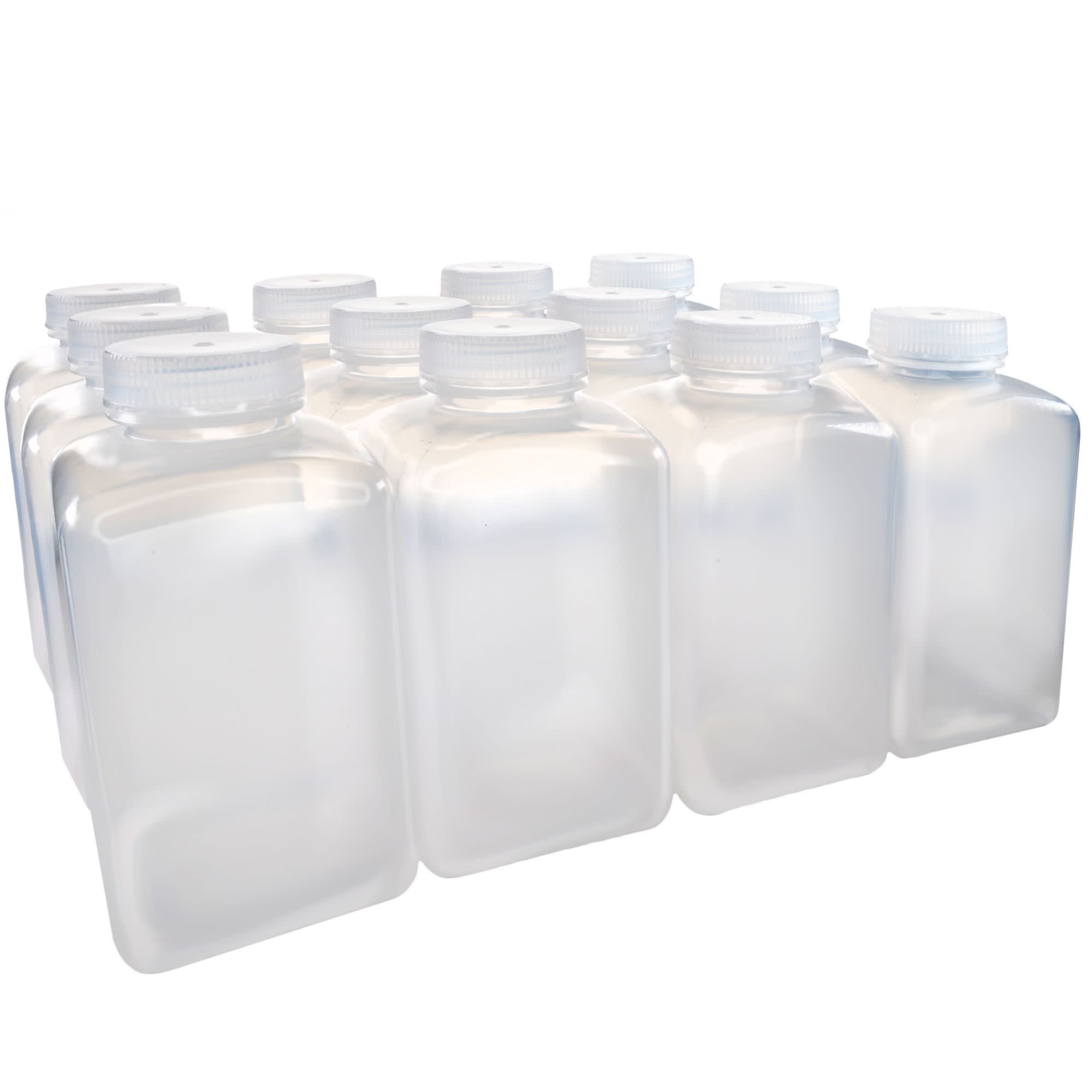 Square Wide Mouth Polypropylene Reagent Bottle, Autoclavable Leak-Proof, 12-Pack