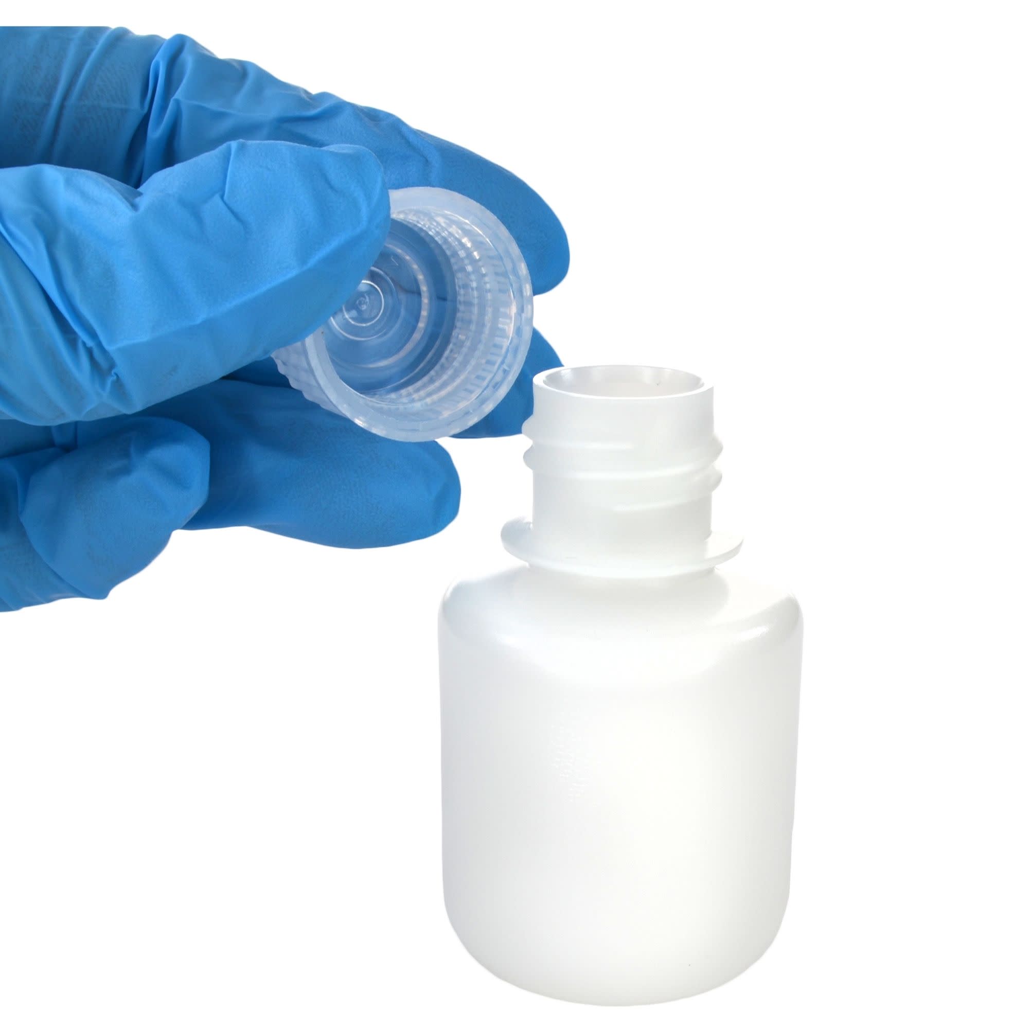 12-Pack Translucent Narrow Mouth HDPE Reagent Bottles with PP Caps, 30mL, -100 to 120°C