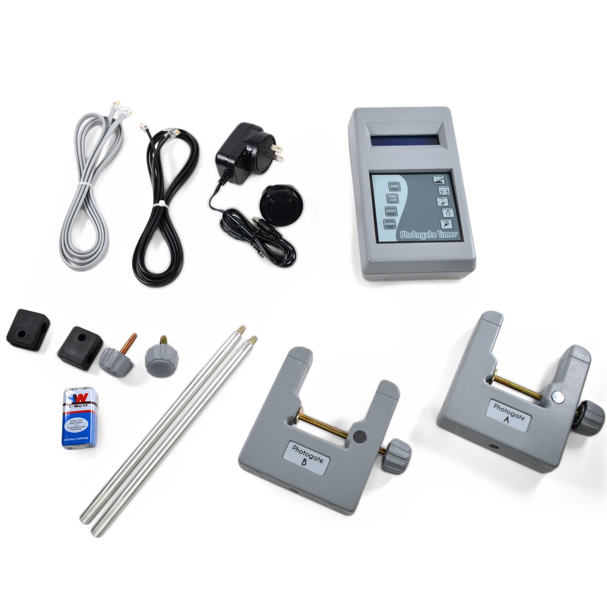 Photogate Timer with 5 Timing Modes, Pair of Photogates and Mounting Rods