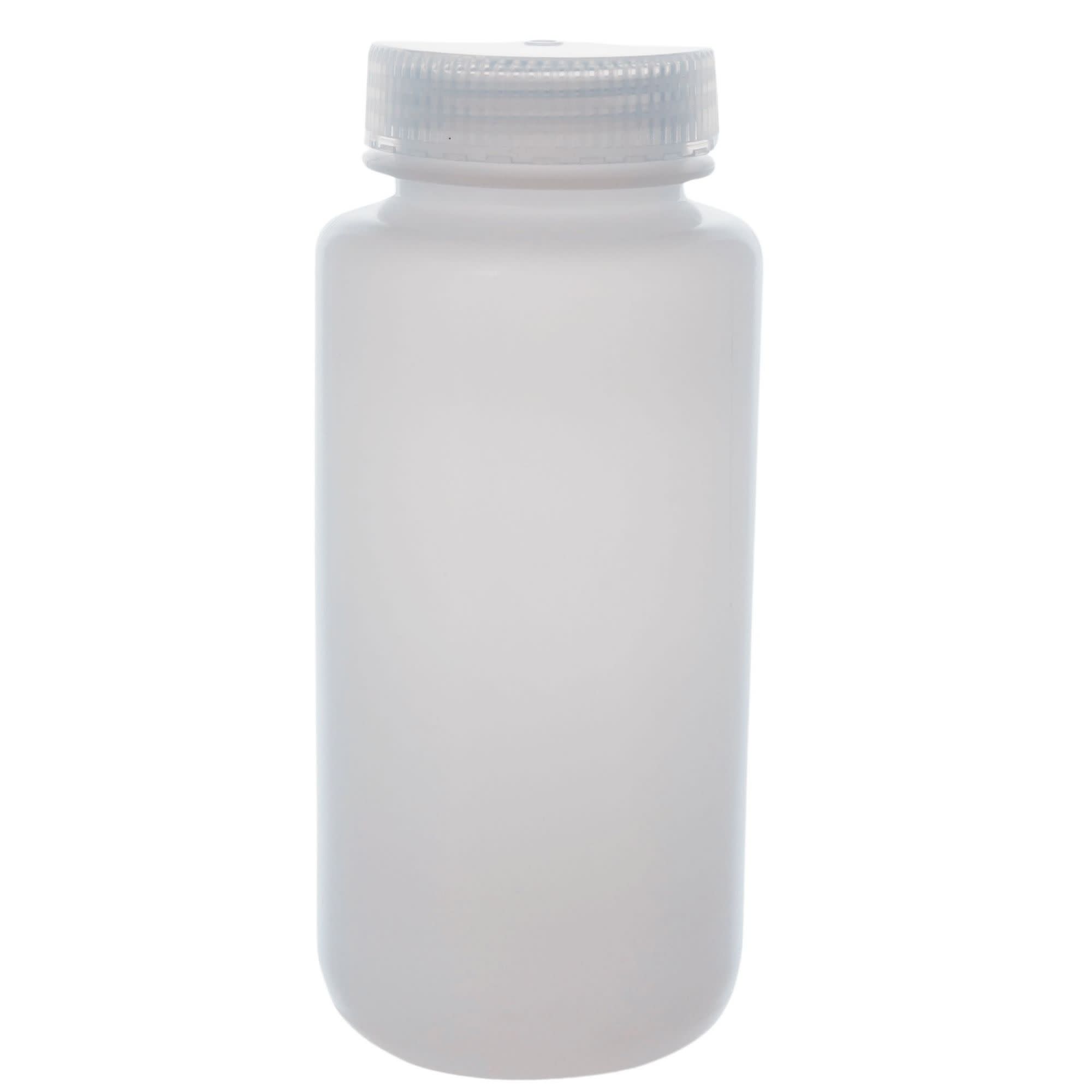 125-Bulk Pack Wide Mouth HDPE Reagent Bottles with PP Caps, 500mL, -100 to 120°C