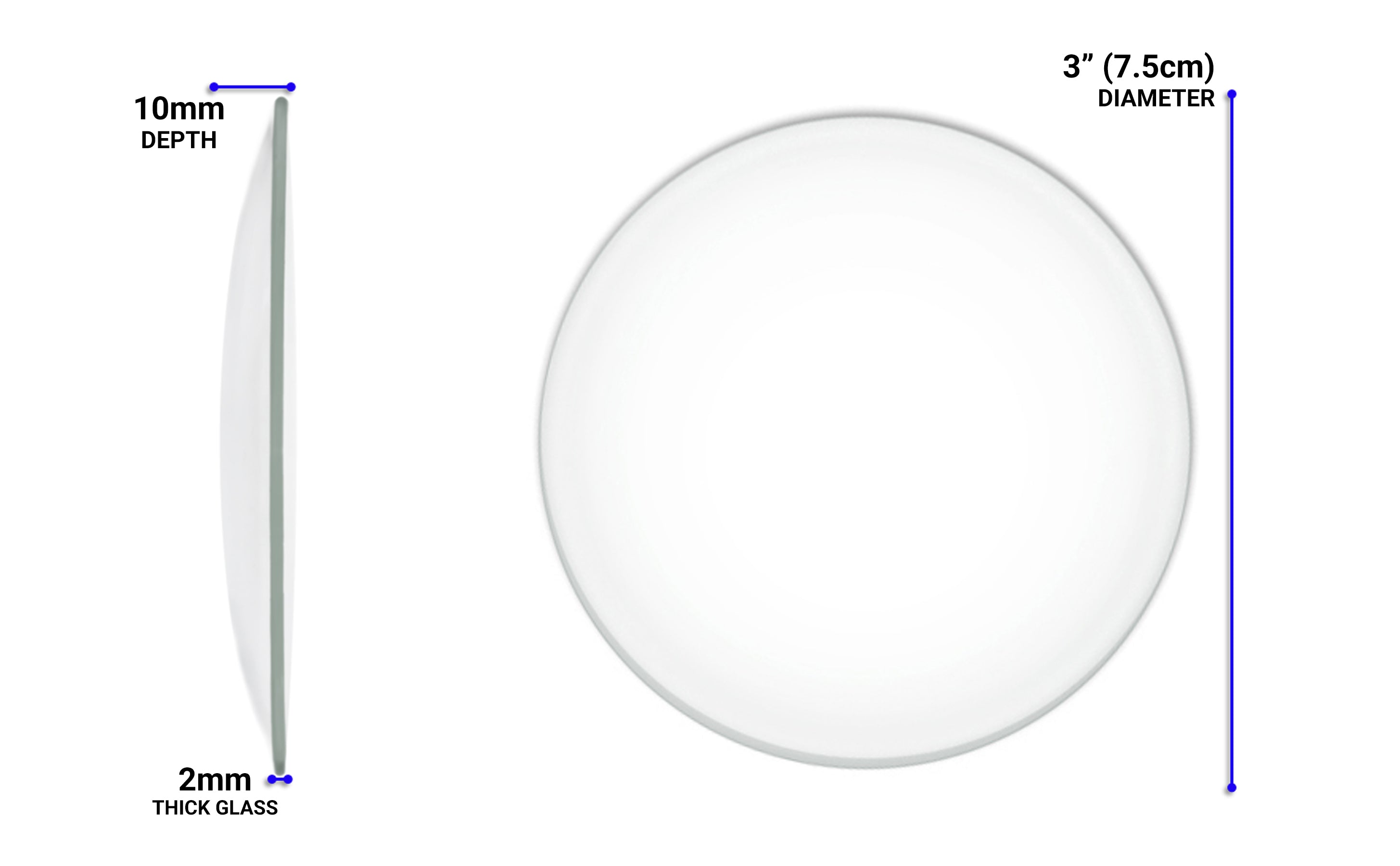 12PK Watch Glasses, 3" (7.5cm) - Cover Lids for Beakers & Flasks - Evaporation Dish